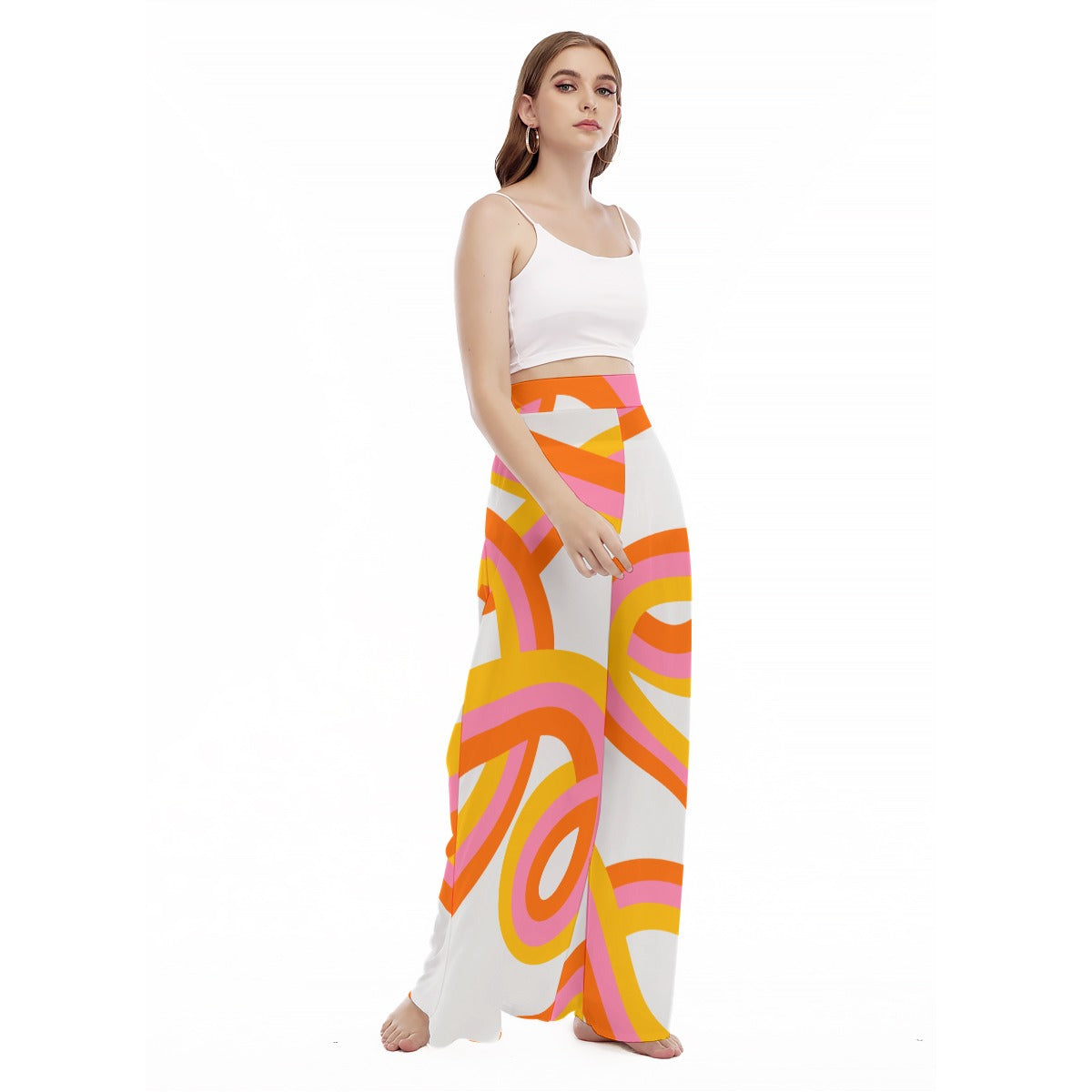 Rainbow doodle - Women's High Waist Wide Leg Trousers