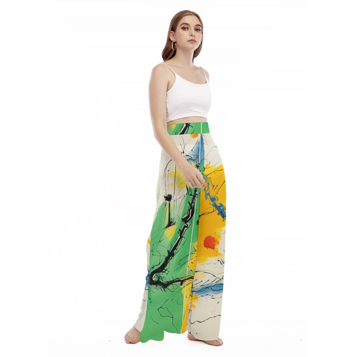 Inkit - Women's High Waist Wide Leg Trousers