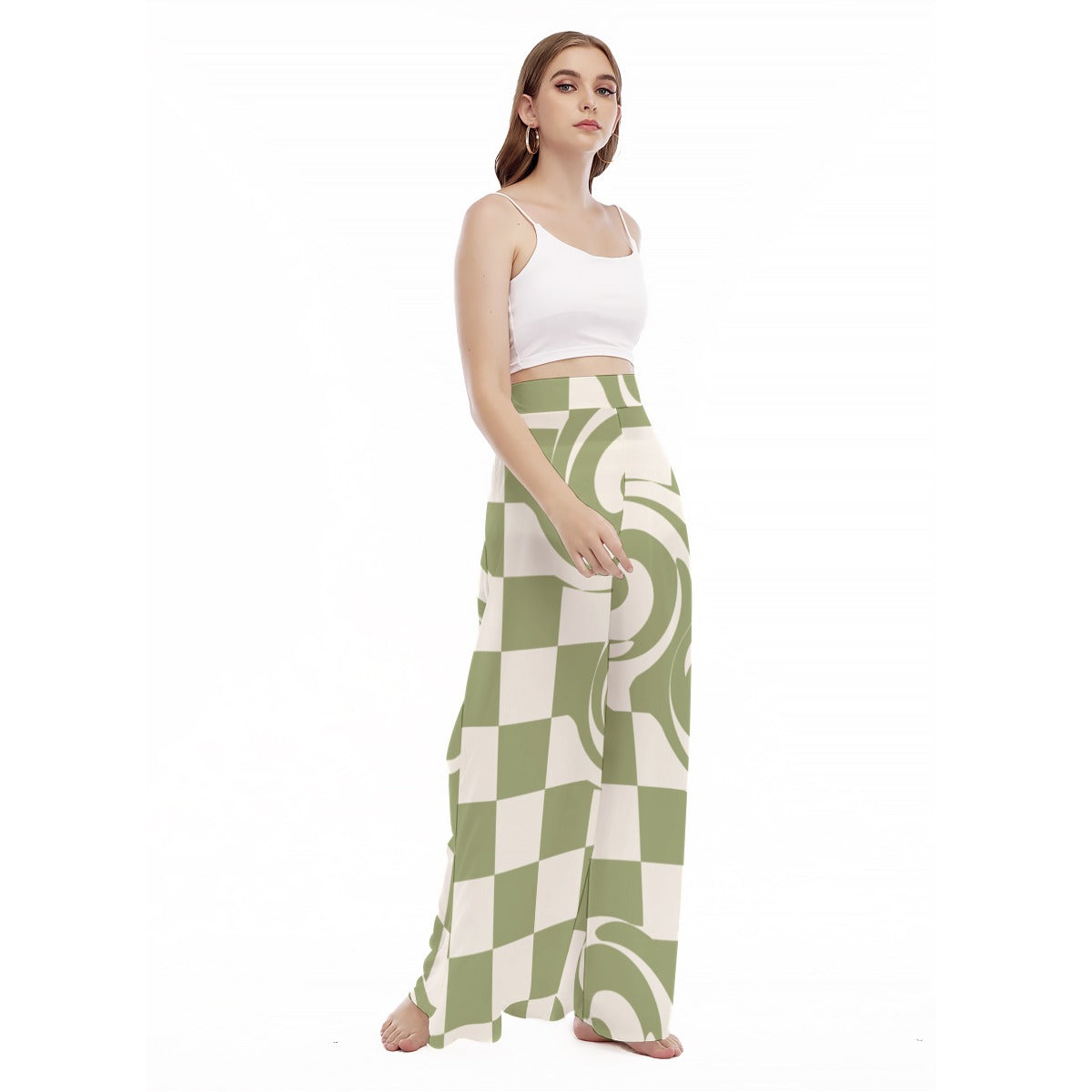 Nested Calm - Women's High Waist Wide Leg Trousers