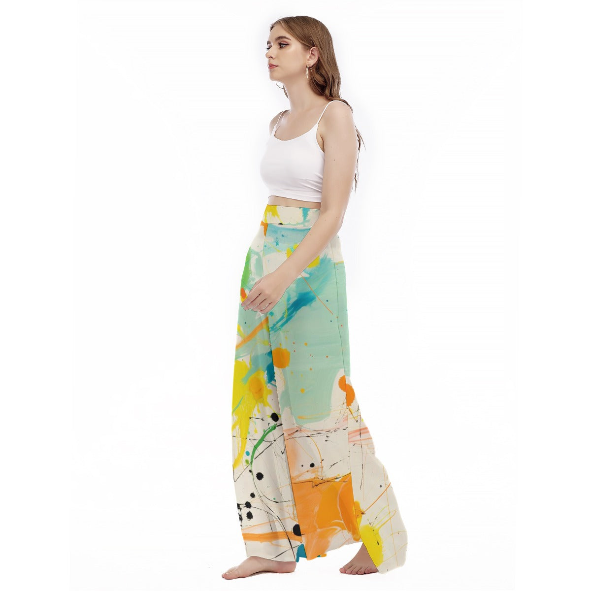 Colour Pop - Women's High Waist Wide Leg Trousers