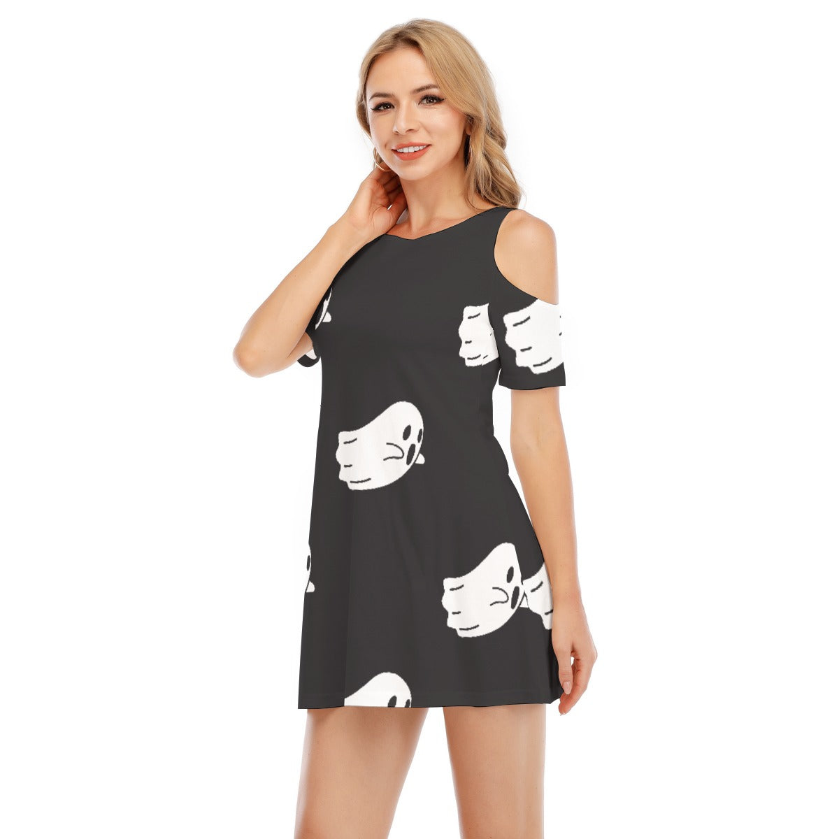 Ghost V - Women's Cold Shoulder Dress - 100% Cotton