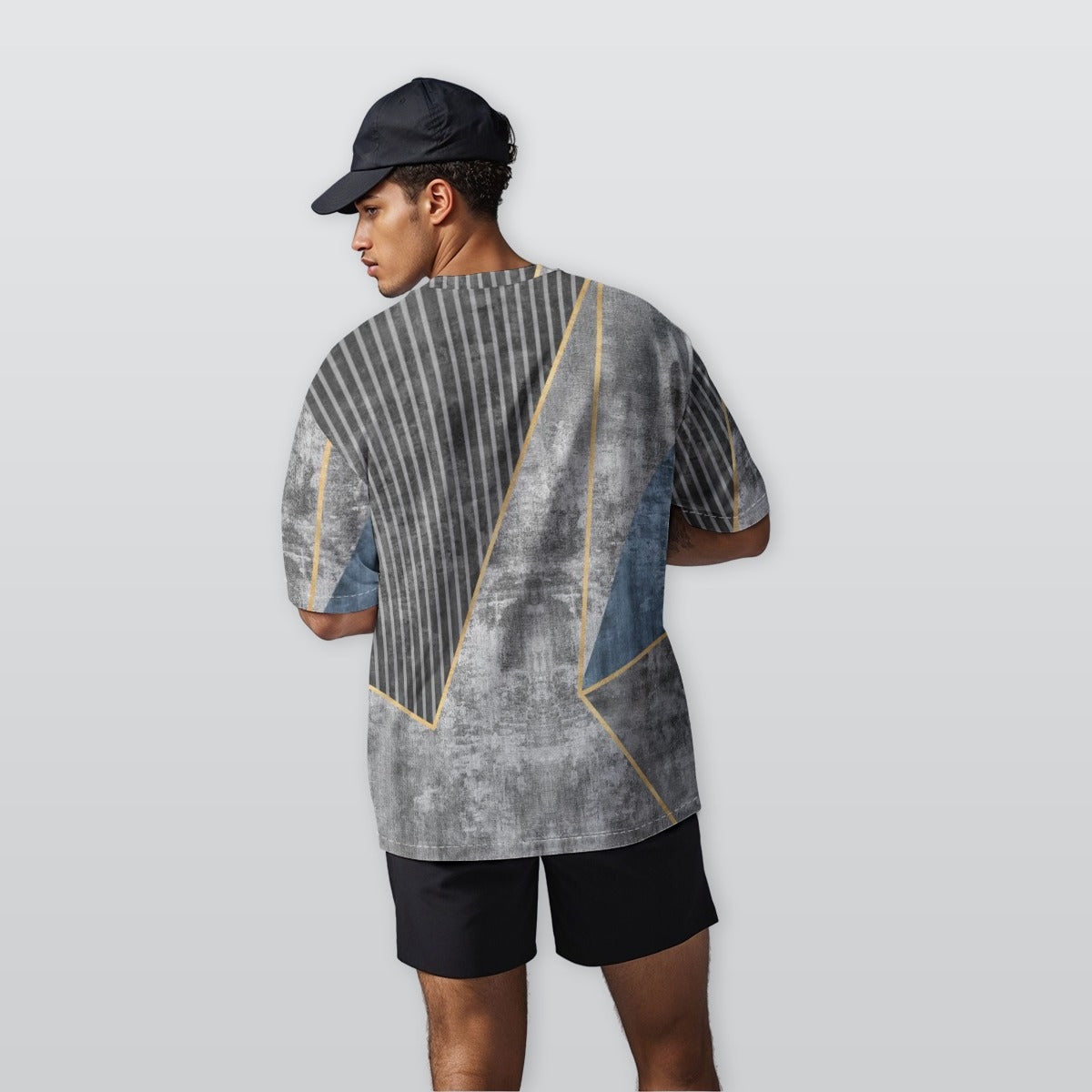 Streamline Cement Flow - Men’s  Oversize Crewneck T-Shirt