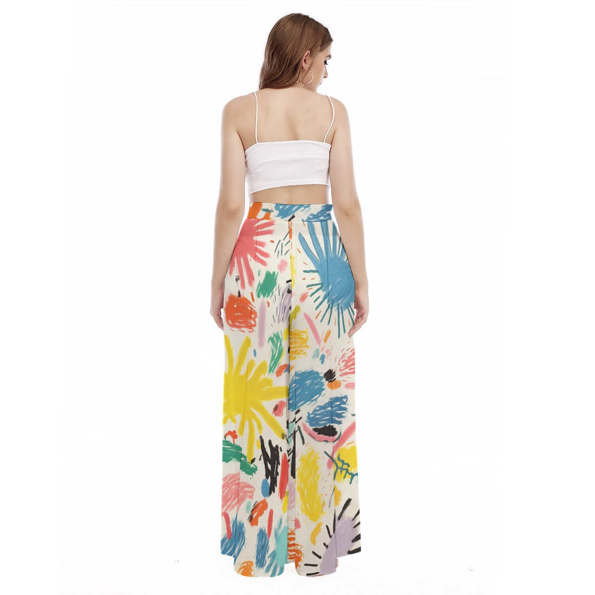 Berry Bonanza - Women's High Waist Wide Leg Trousers