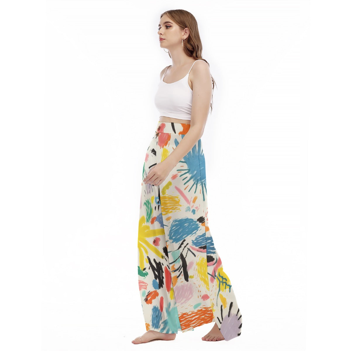 Berry Bonanza - Women's High Waist Wide Leg Trousers