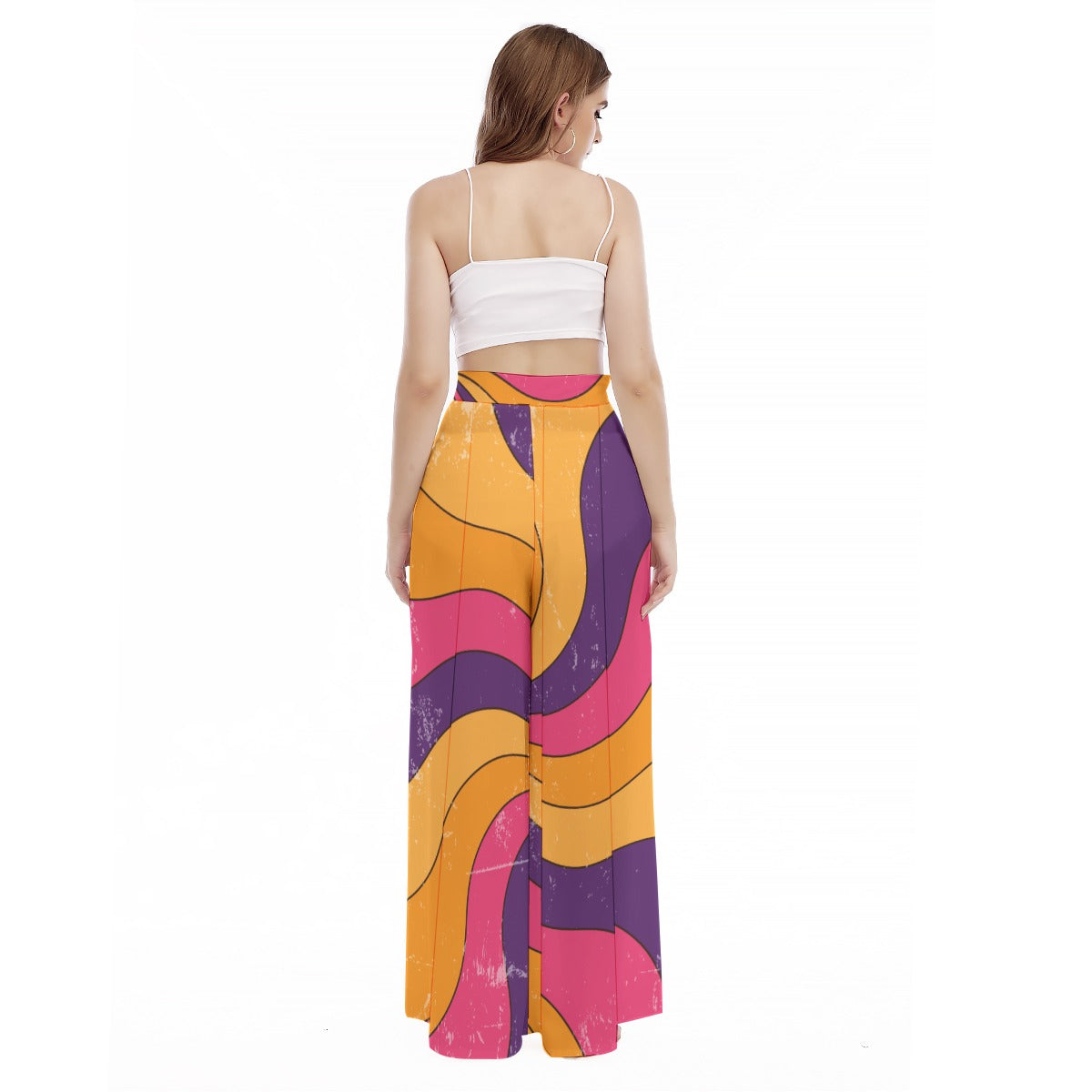 Candy Spiral - Women's High Waist Wide Leg Trousers