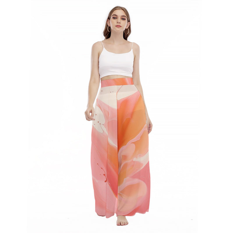 Peach Blossom - Women's High Waist Wide Leg Trousers