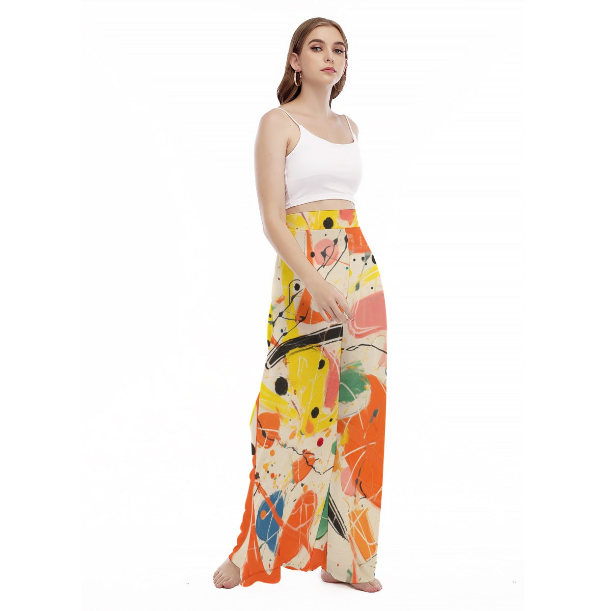 Colour Splash - Women's High Waist Wide Leg Trousers