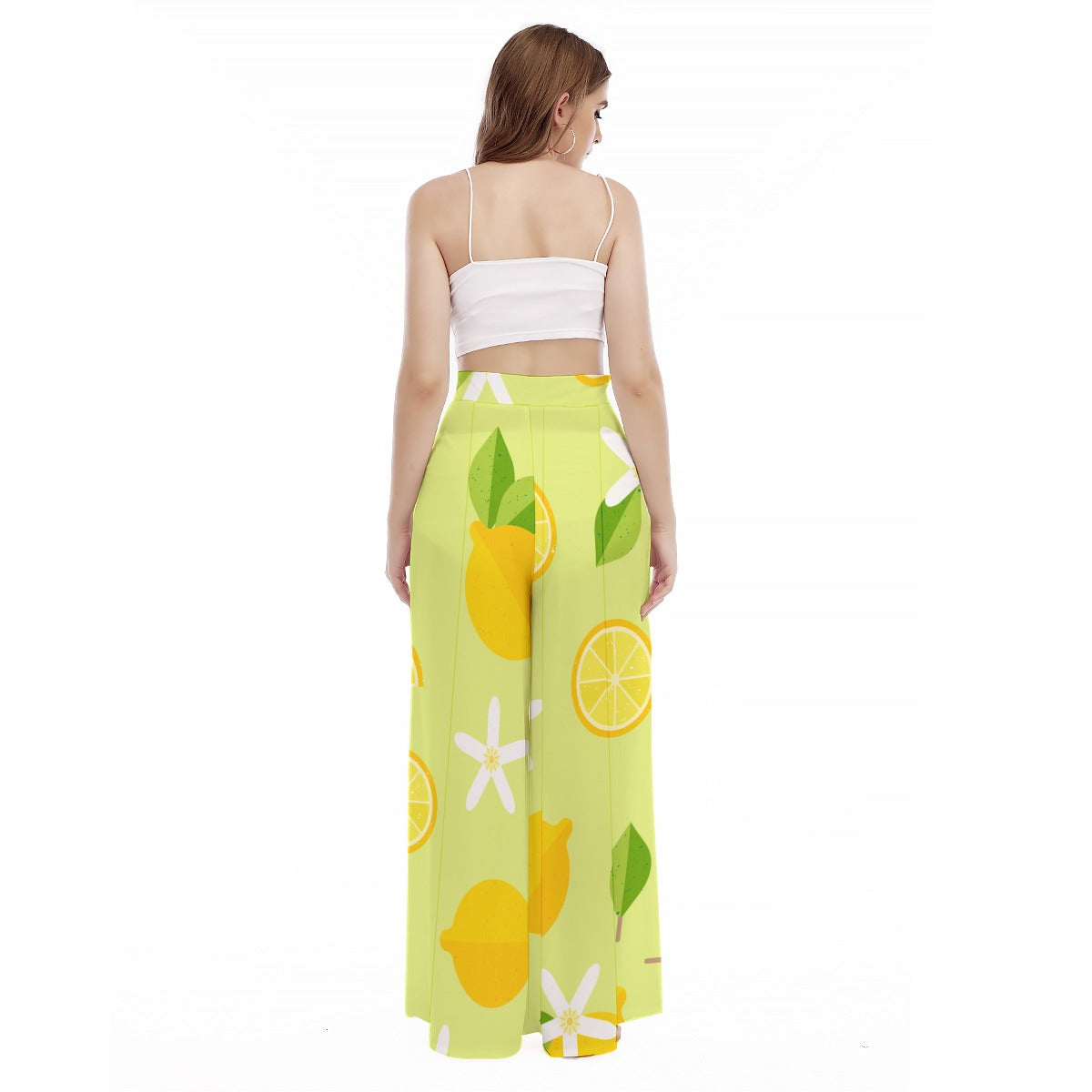 Citrus Splash - Women's High Waist Wide Leg Trousers