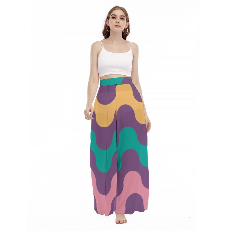 Bold Motion - Women's High Waist Wide Leg Trousers