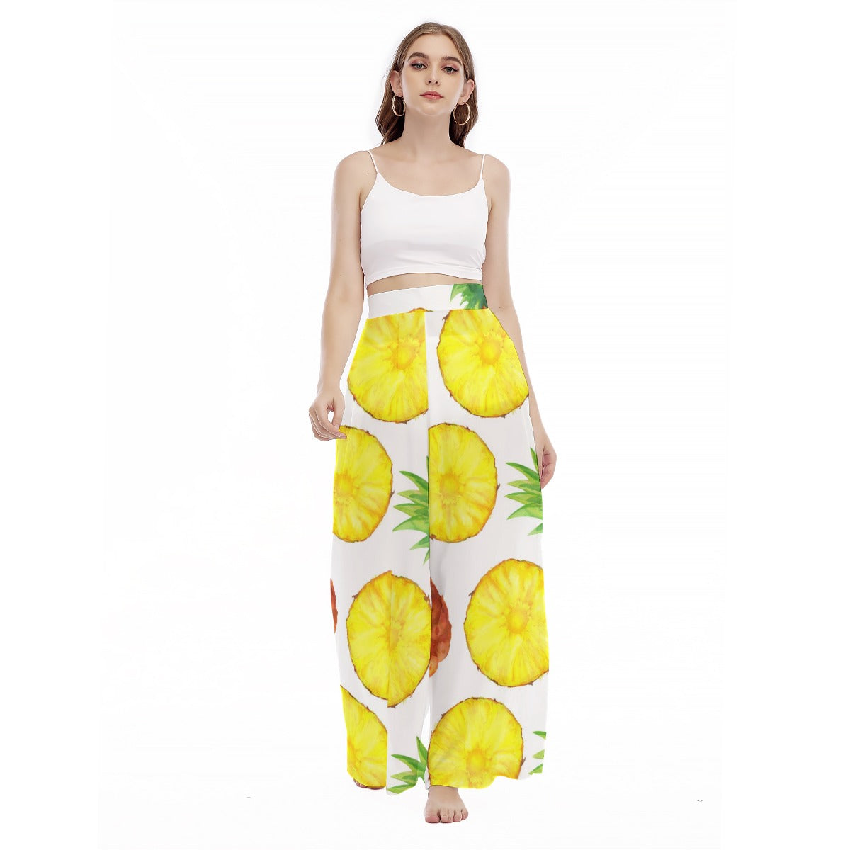 Pineapple Paradise - Women's High Waist Wide Leg Trousers