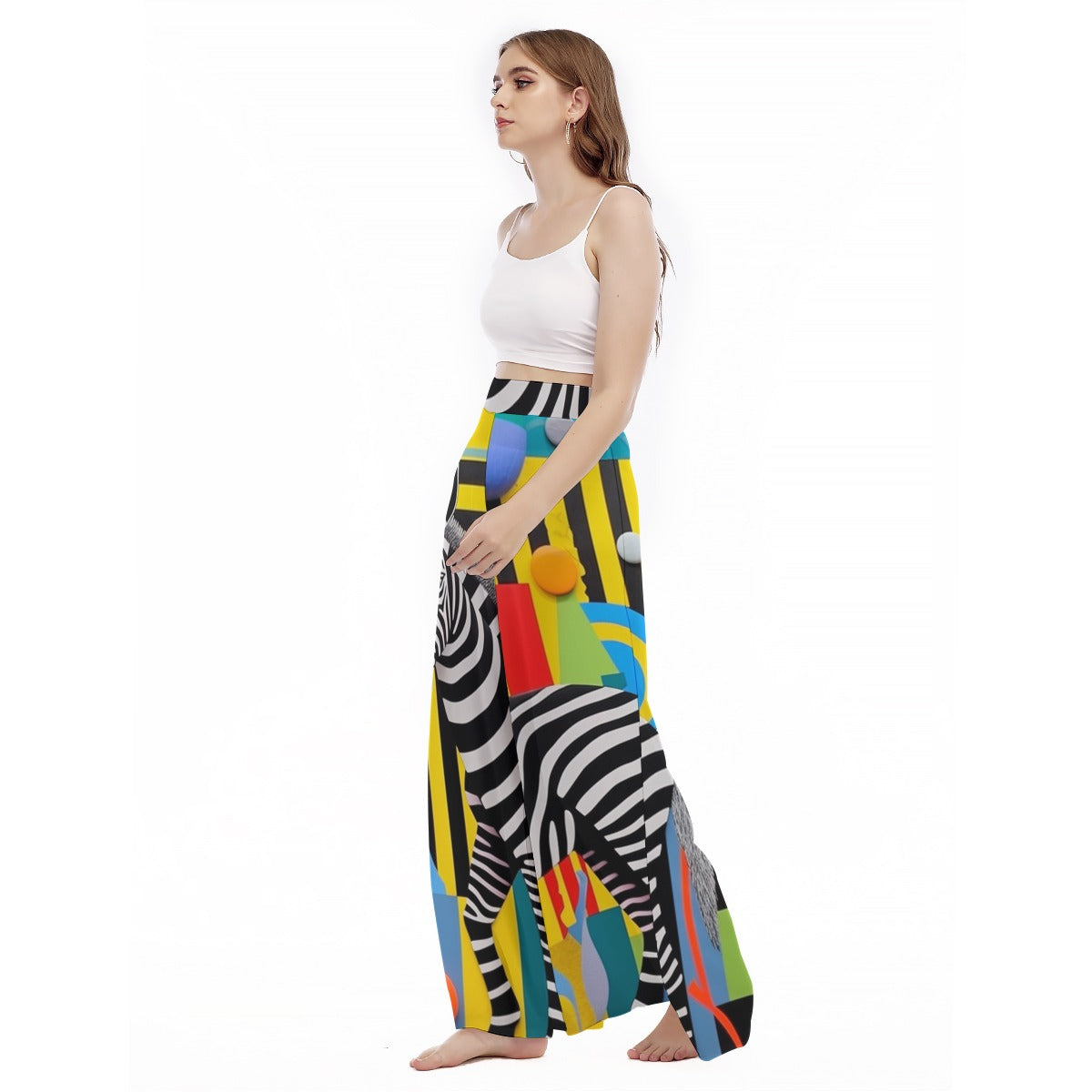 Urban Safari - Women's High Waist Wide Leg Trousers