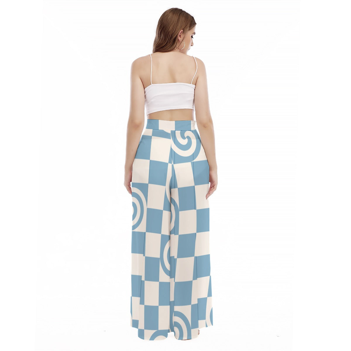 Beach Swirl - Women's High Waist Wide Leg Trousers
