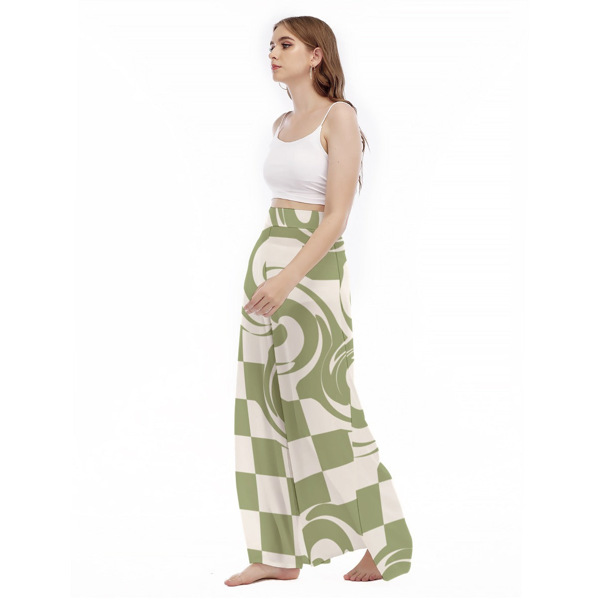Nested Calm - Women's High Waist Wide Leg Trousers