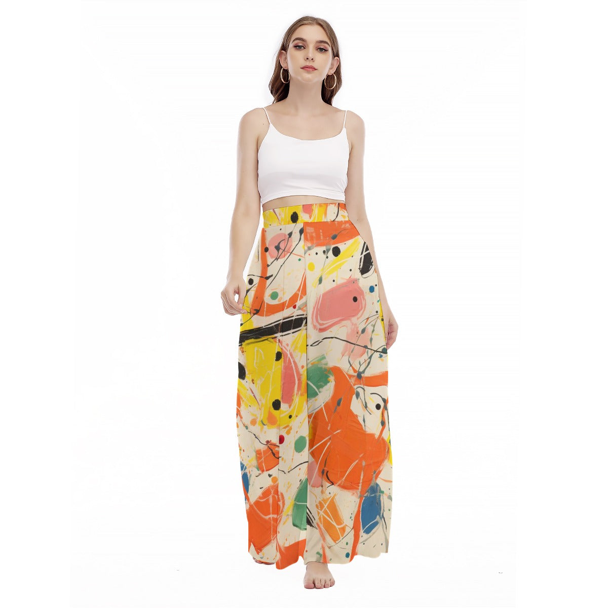 Colour Splash - Women's High Waist Wide Leg Trousers