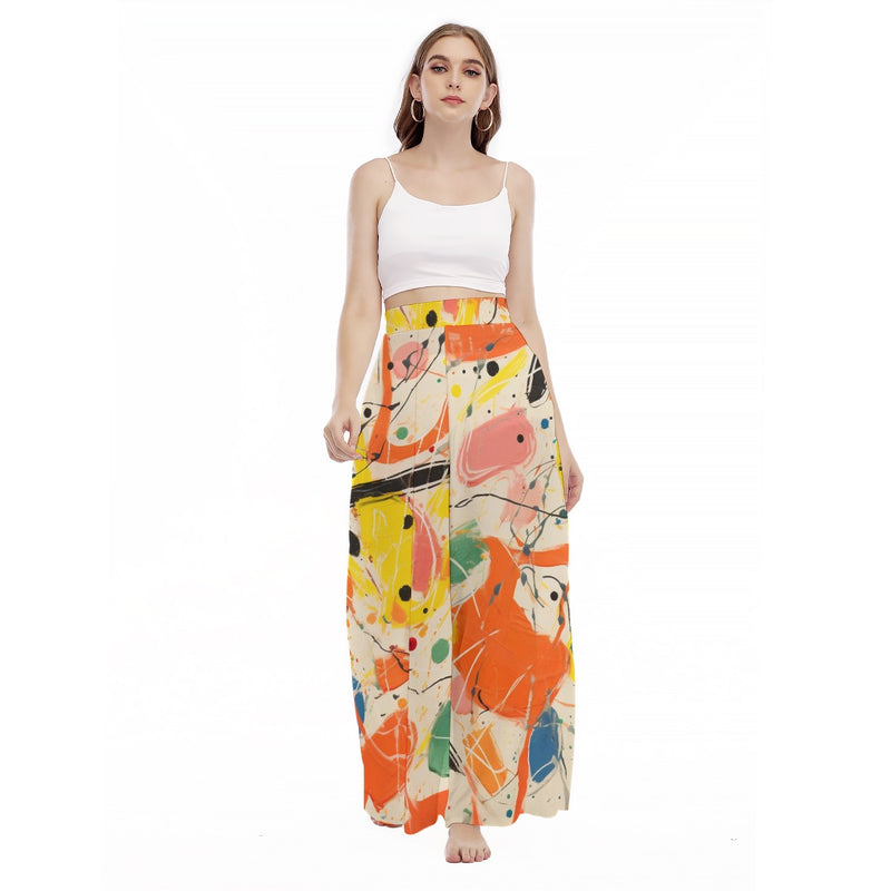 Colour Splash - Women's High Waist Wide Leg Trousers
