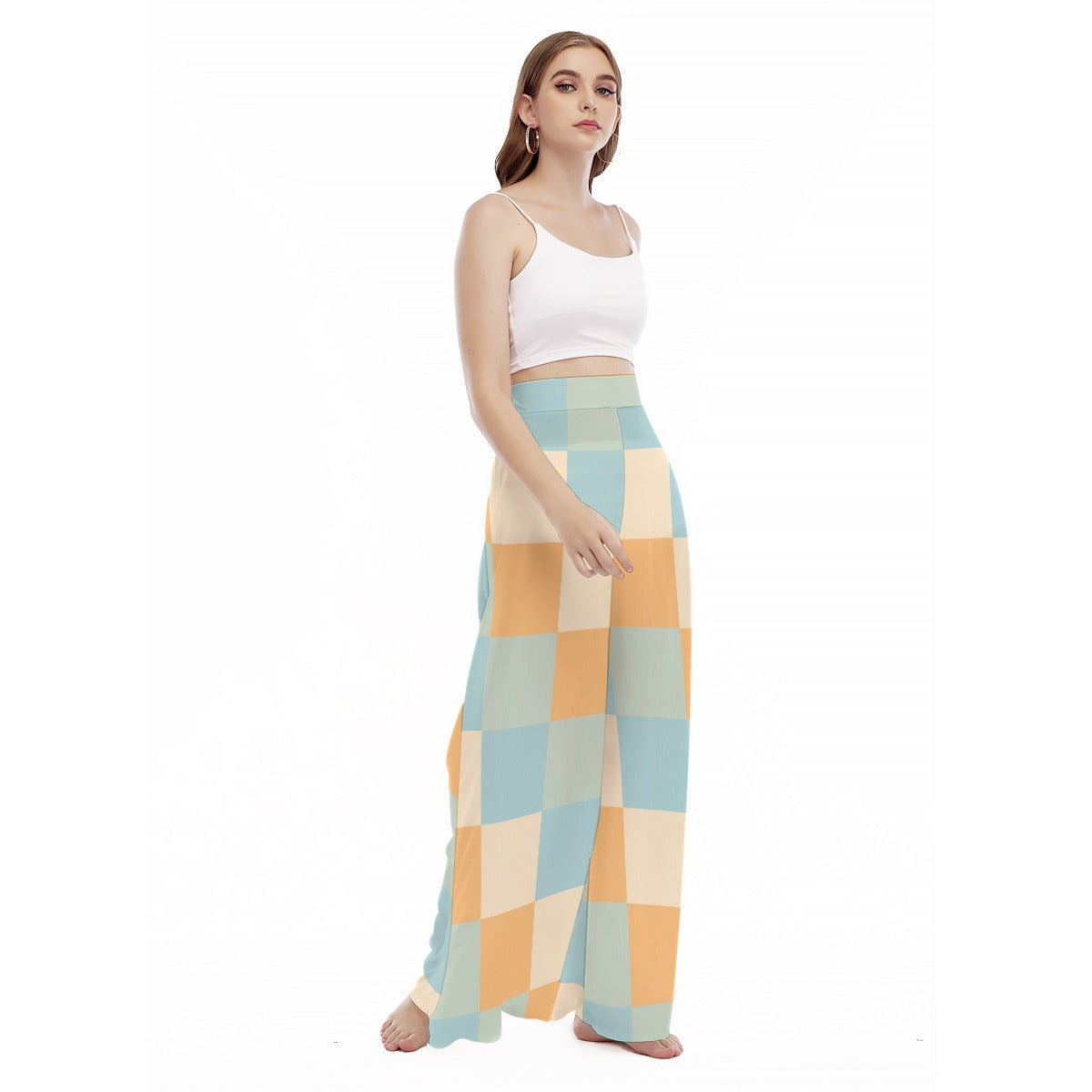 Pretty Wall - Women's High Waist Wide Leg Trousers