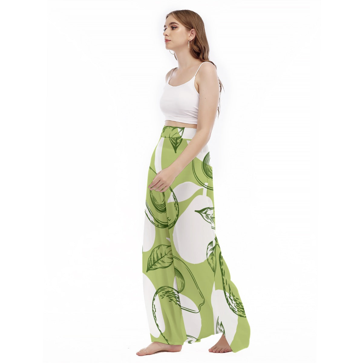 Avocado Blend - Women's High Waist Wide Leg Trousers