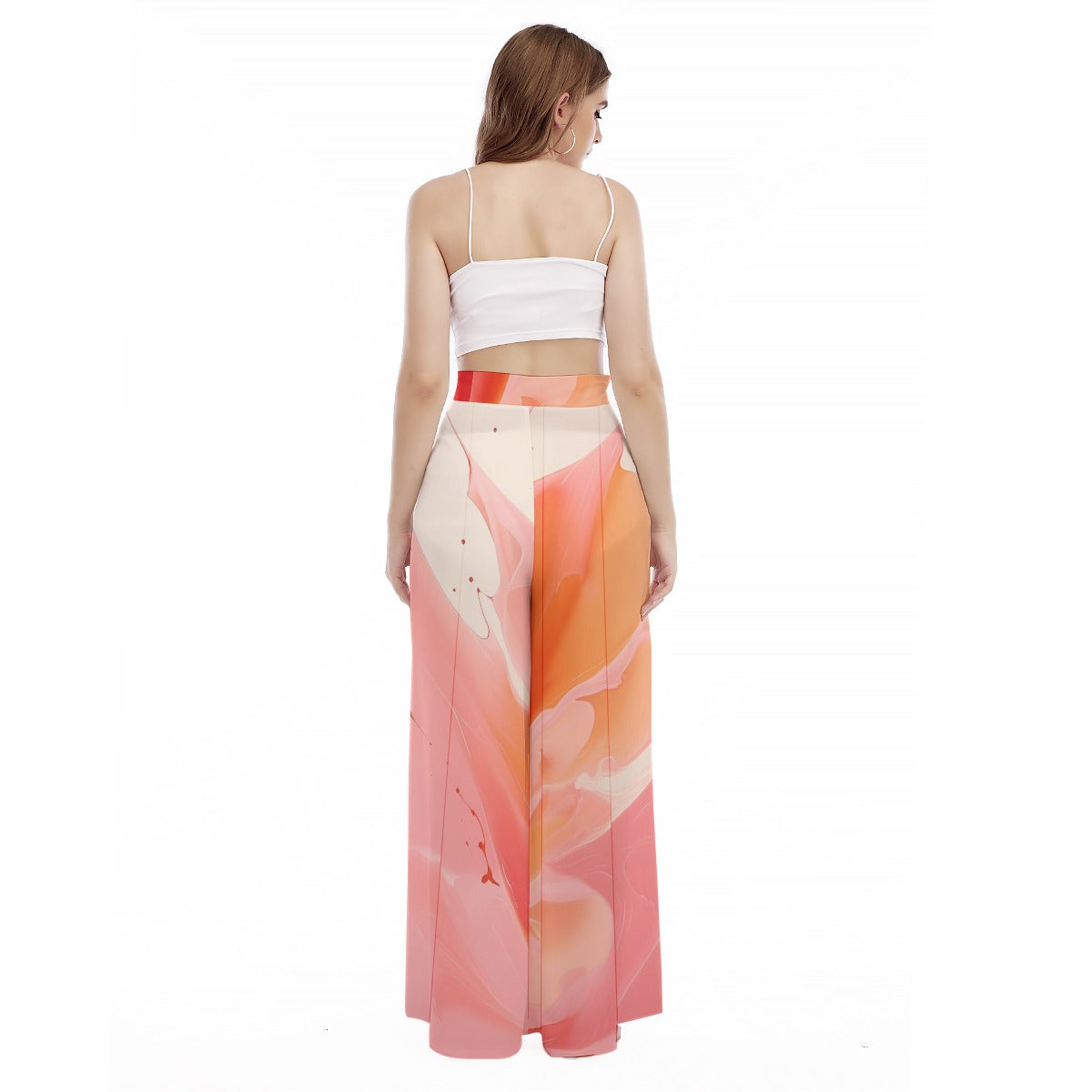 Peach Blossom - Women's High Waist Wide Leg Trousers