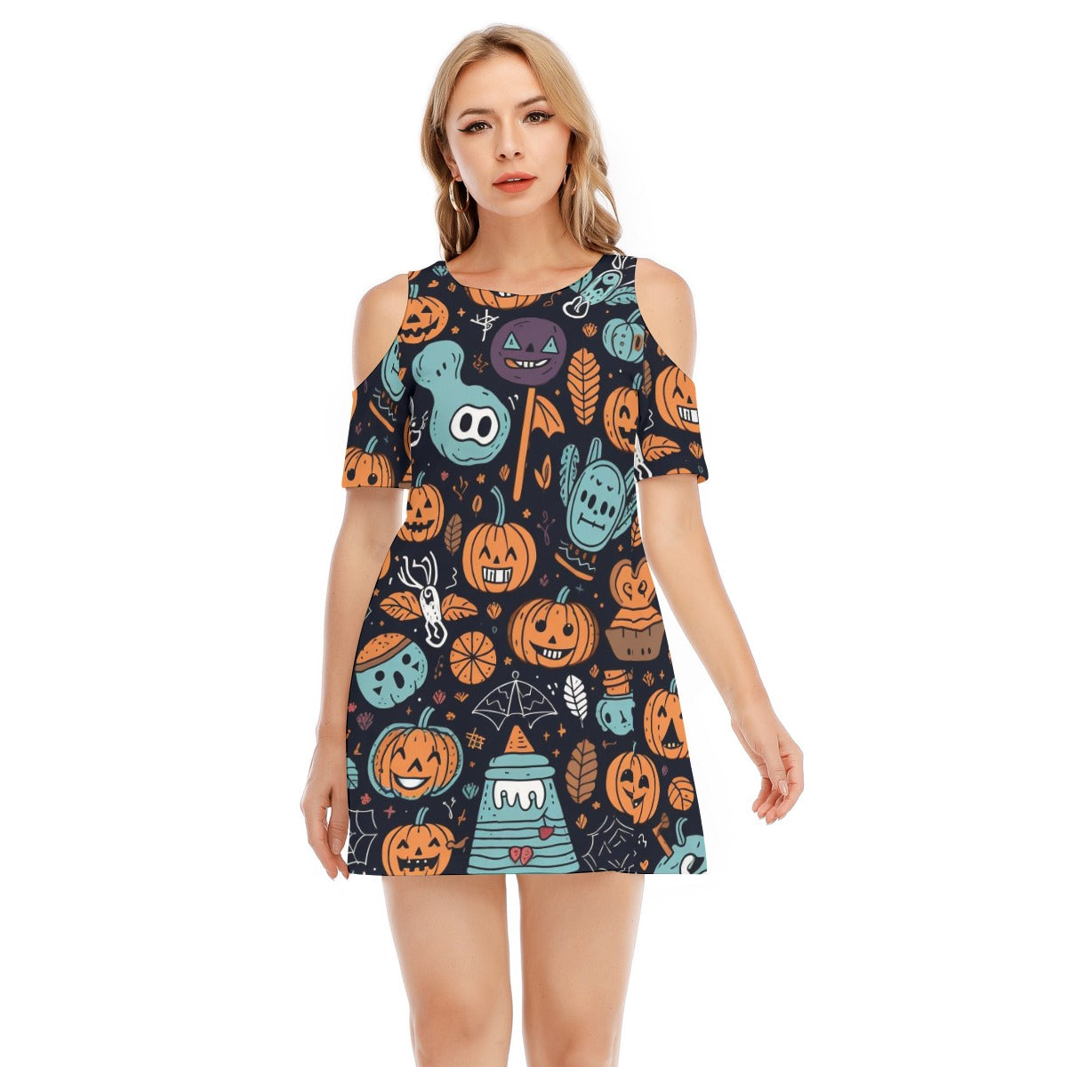 Spooky VIII - Women's Cold Shoulder Dress - 100% Cotton
