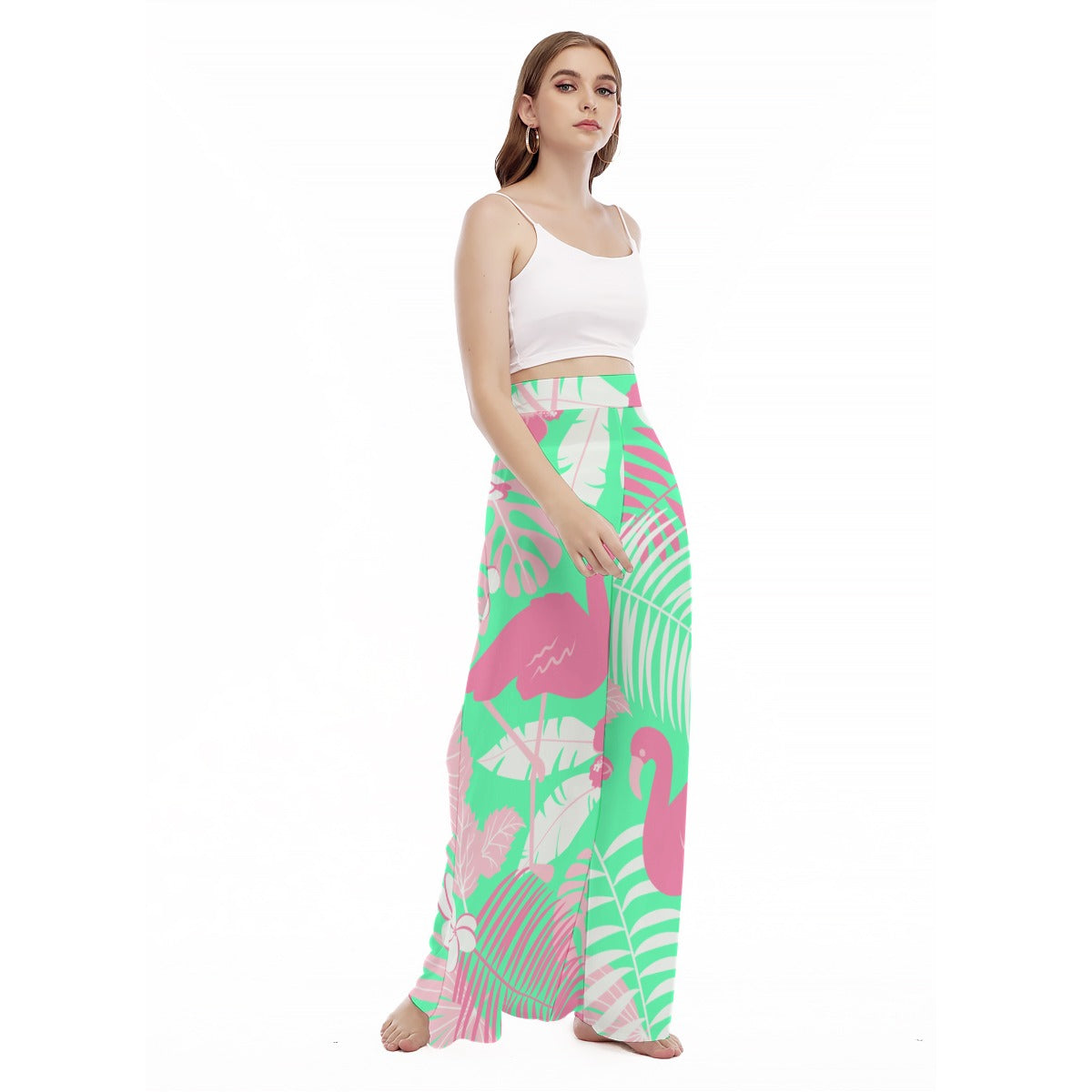 You go Flamingo - Women's High Waist Wide Leg Trousers