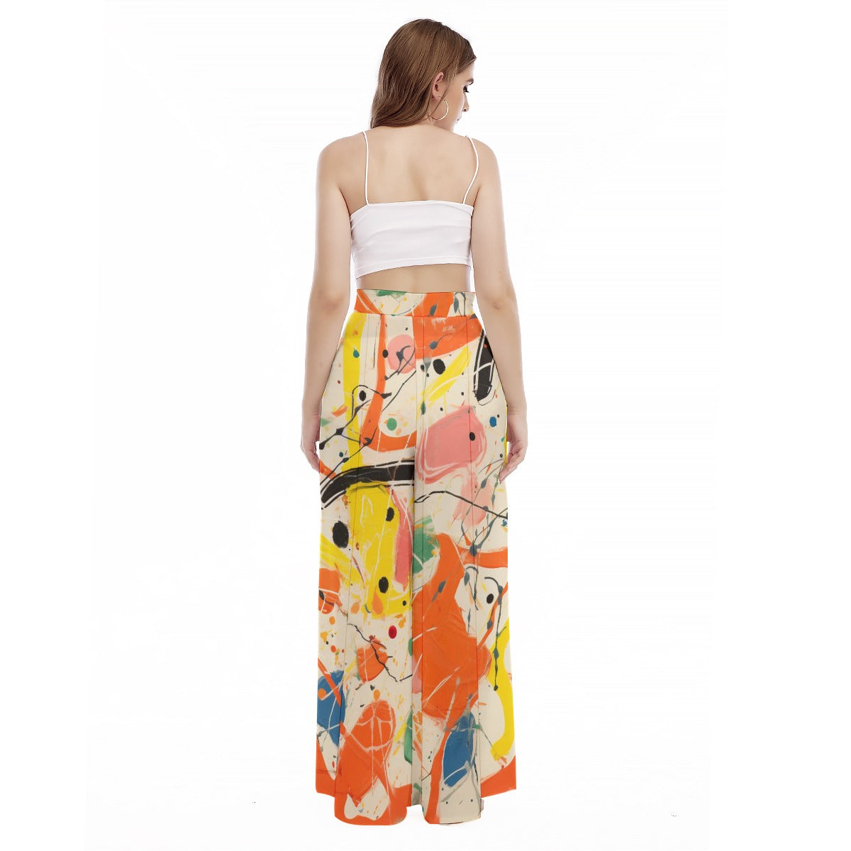 Colour Splash - Women's High Waist Wide Leg Trousers