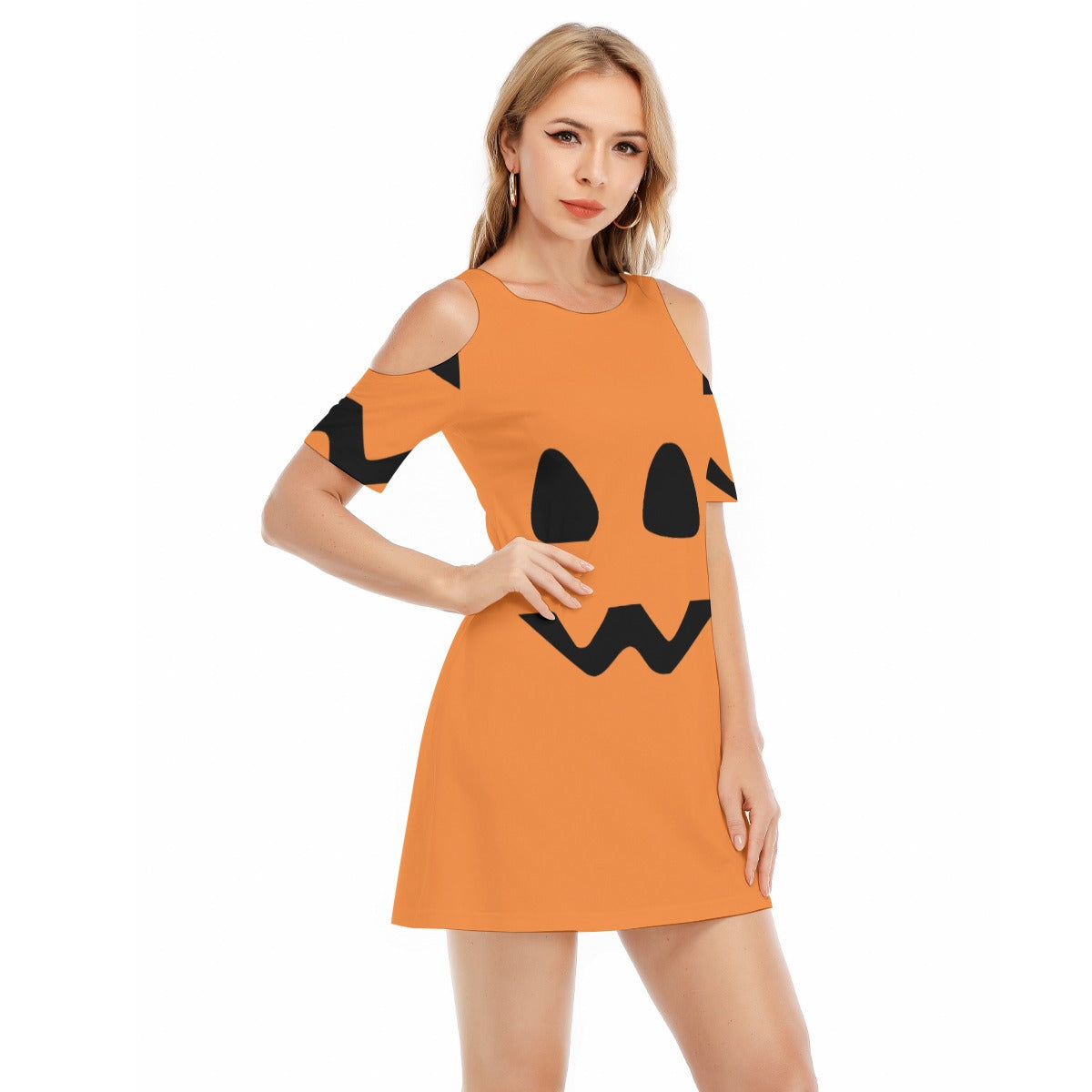 Pumpkin IV - Women's Cold Shoulder Dress - 100% Cotton