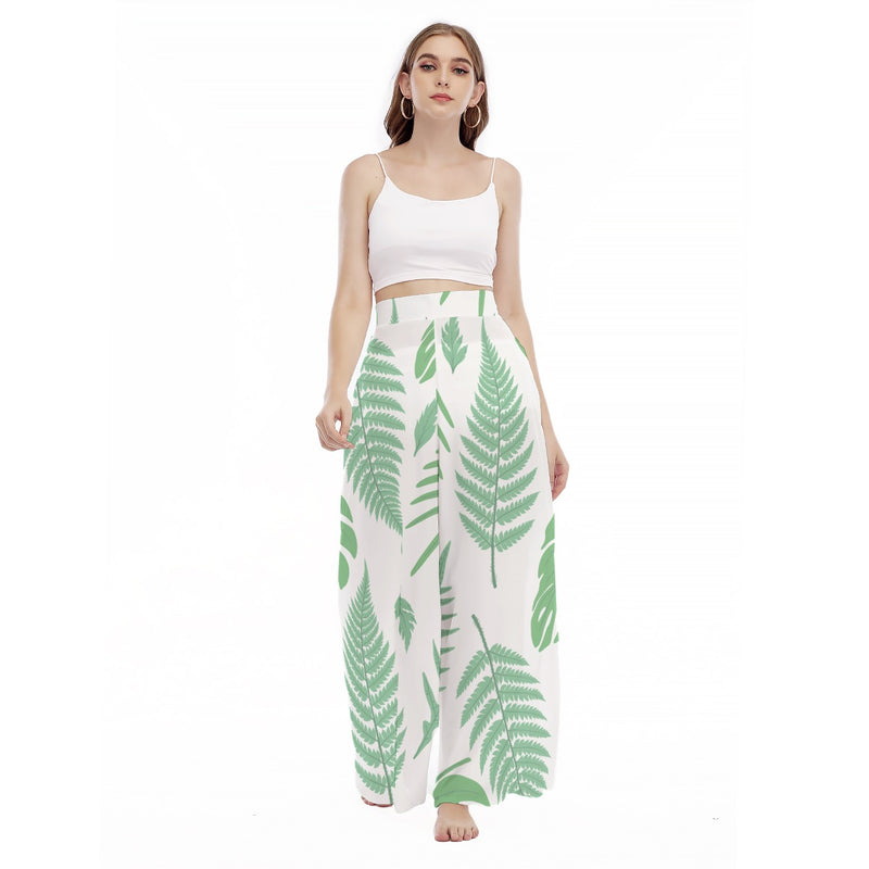 Fern II -Print Women's High Waist Wide Leg Trousers