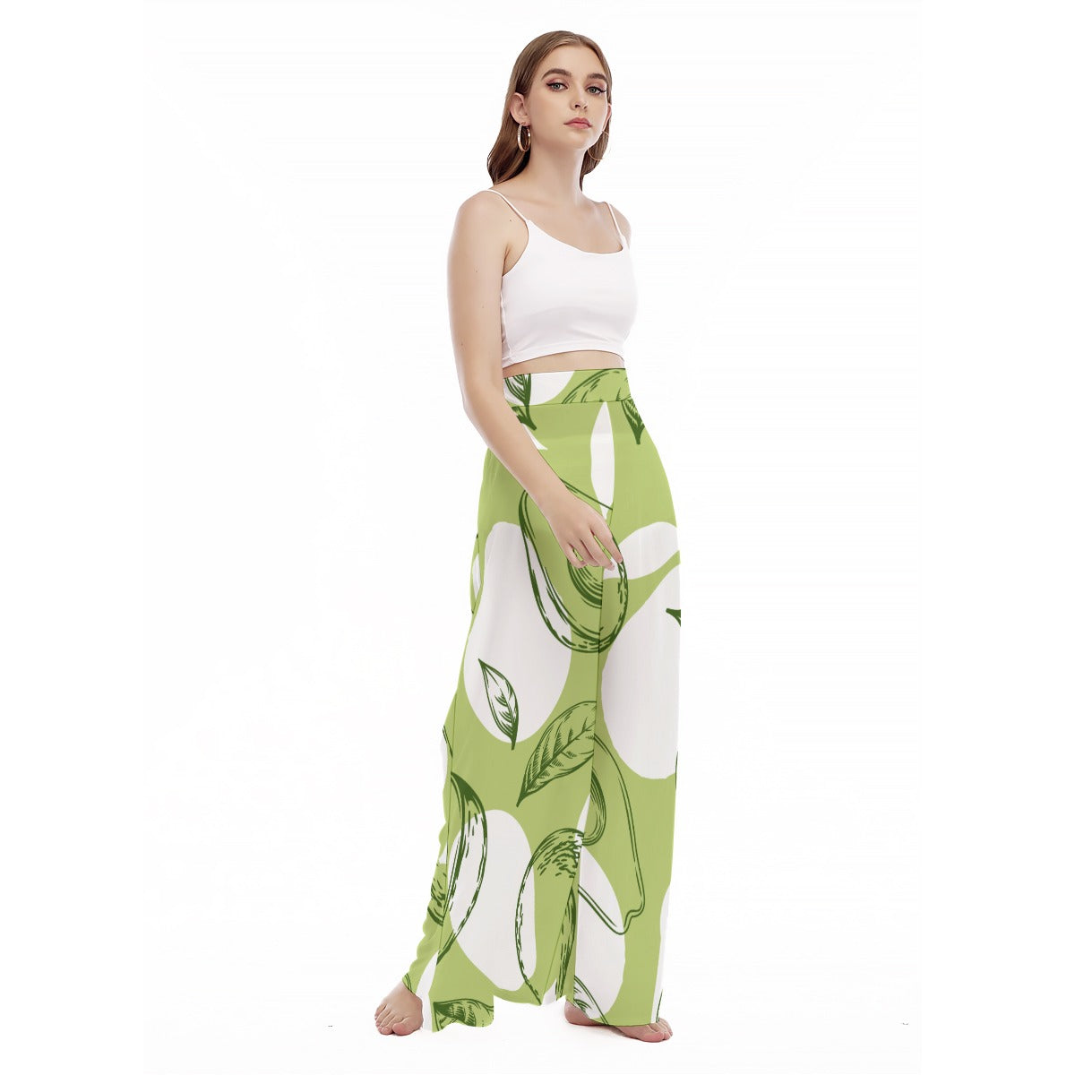 Avocado Blend - Women's High Waist Wide Leg Trousers