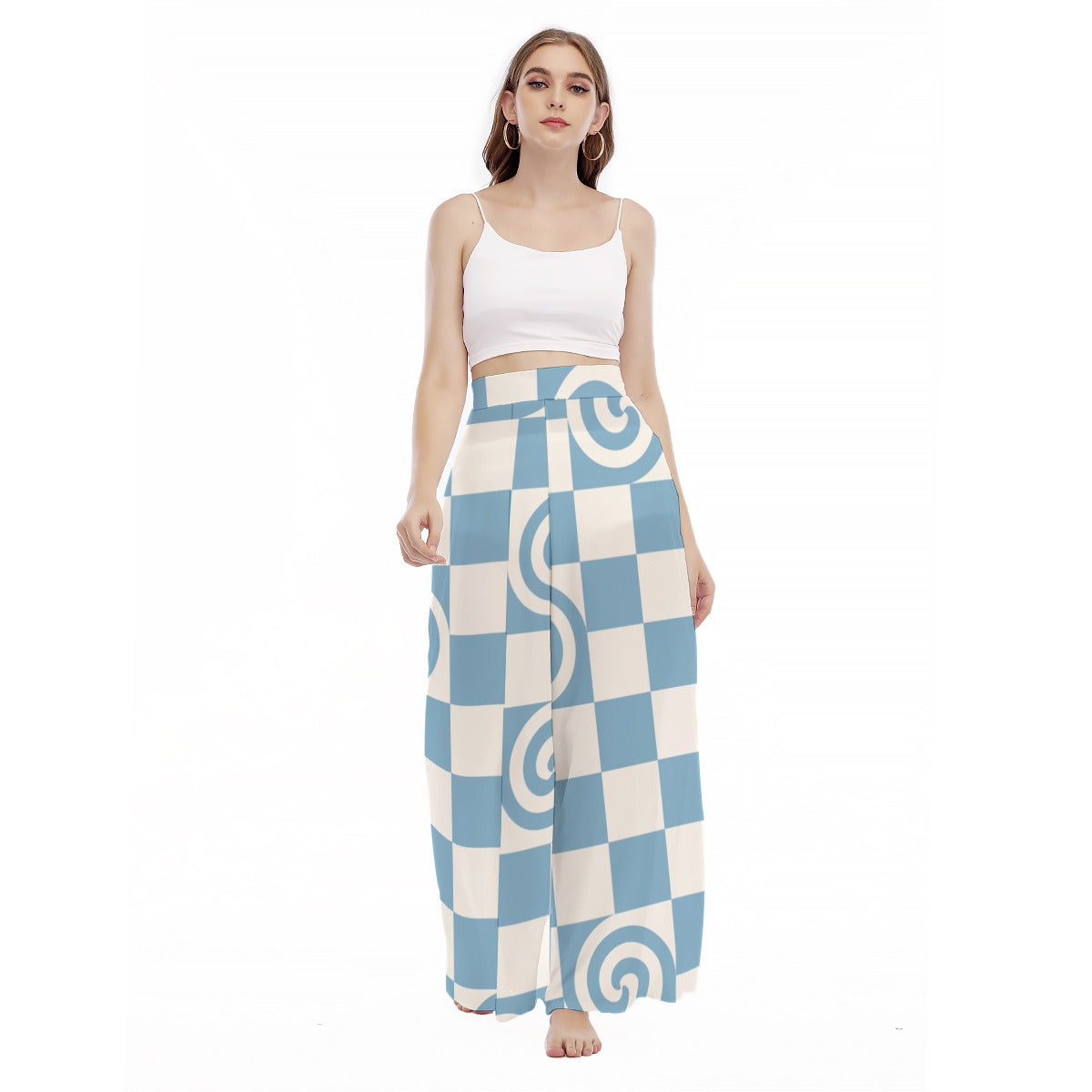Beach Swirl - Women's High Waist Wide Leg Trousers