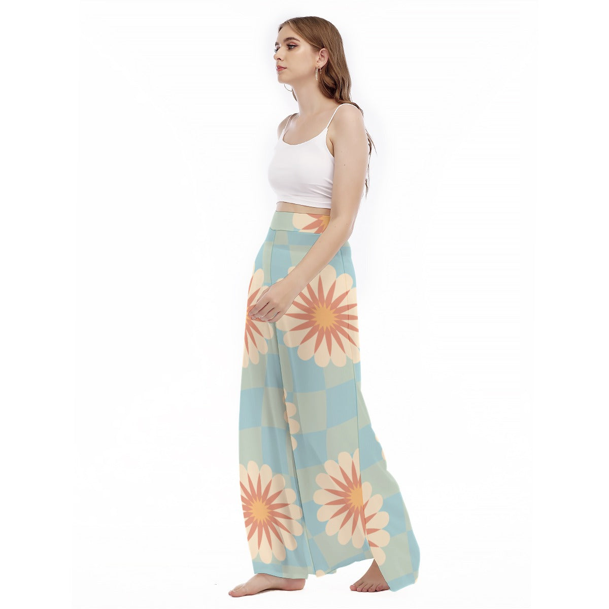 Viva -  Women's High Waist Wide Leg Trousers