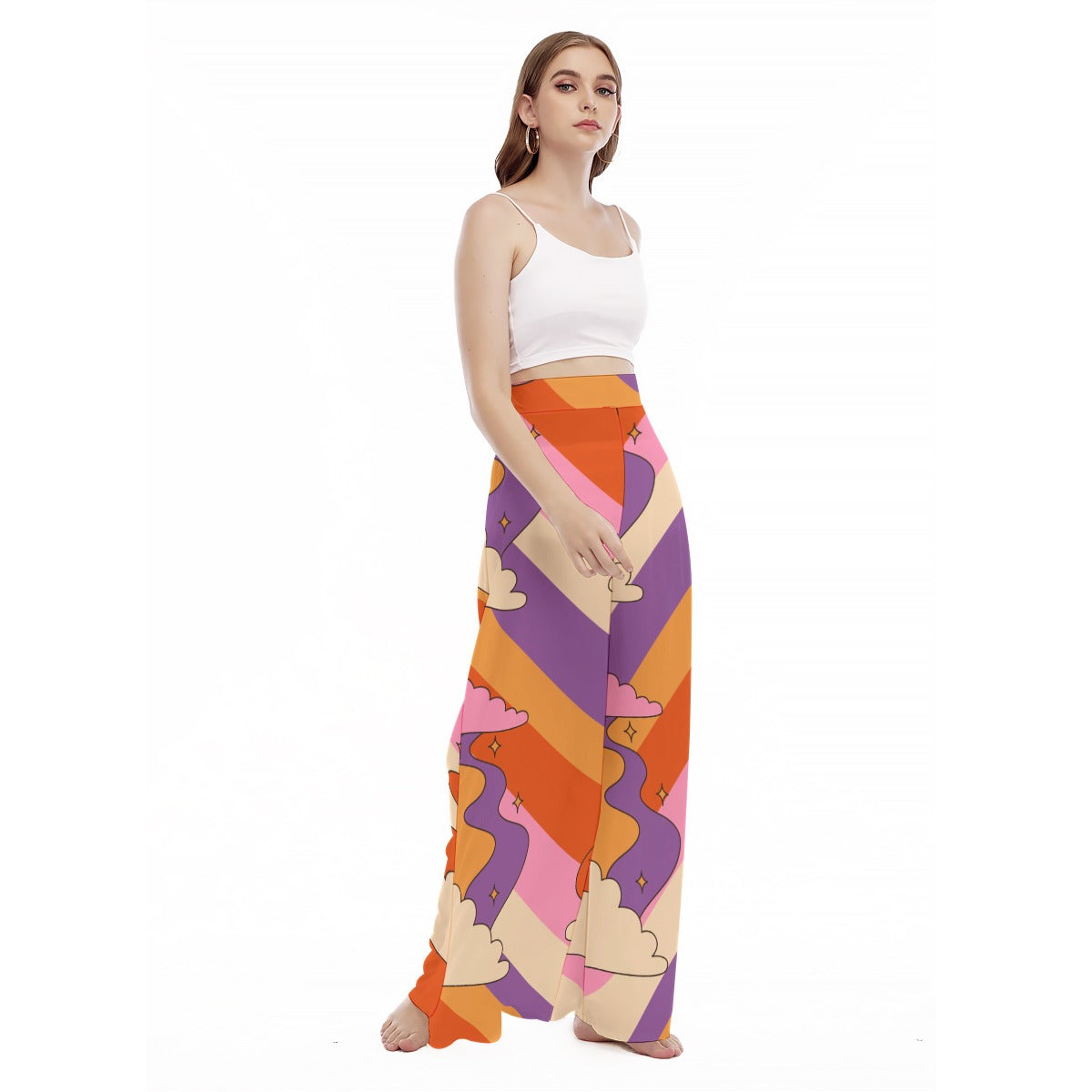 Ulalarainbow - Women's High Waist Wide Leg Trousers