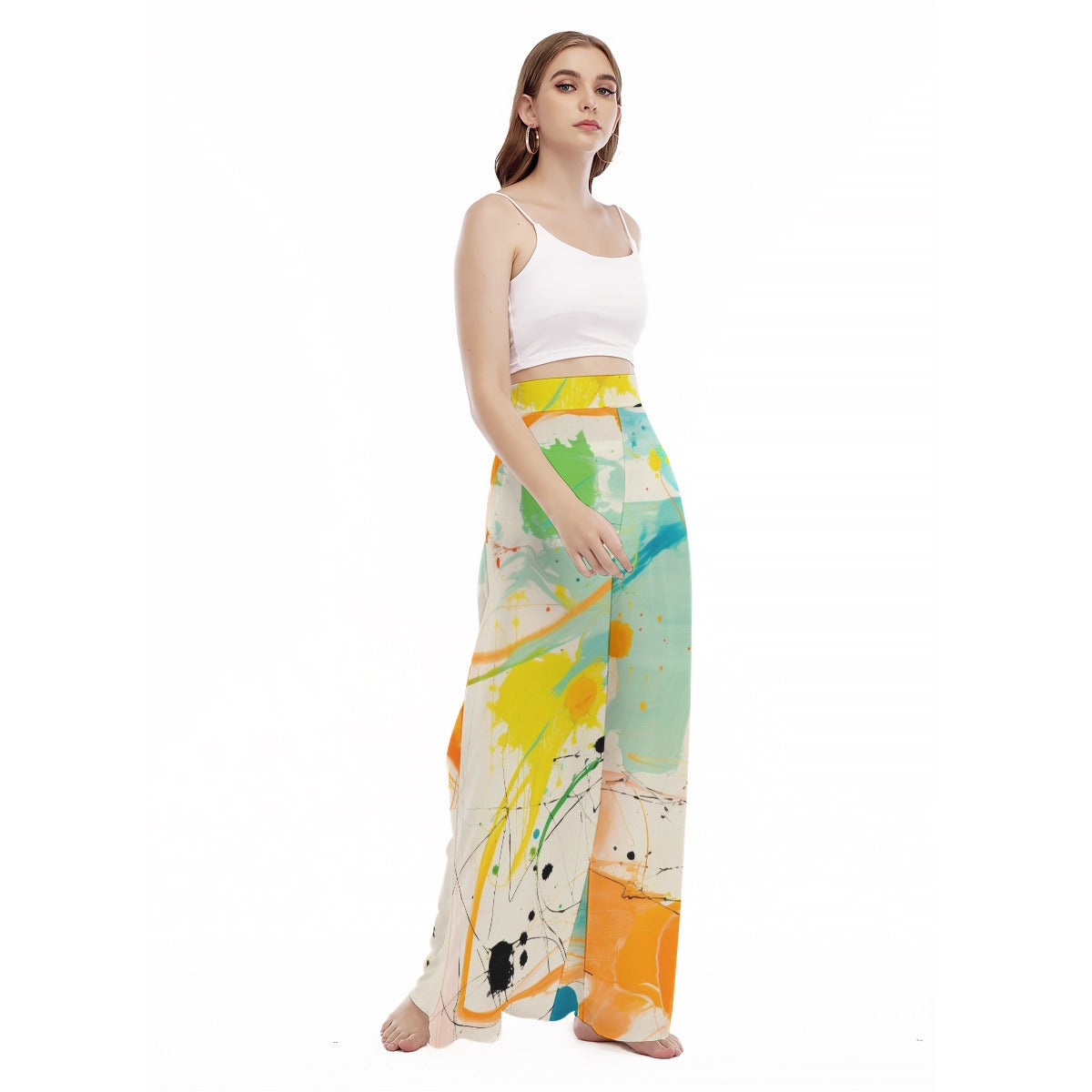 Colour Pop - Women's High Waist Wide Leg Trousers