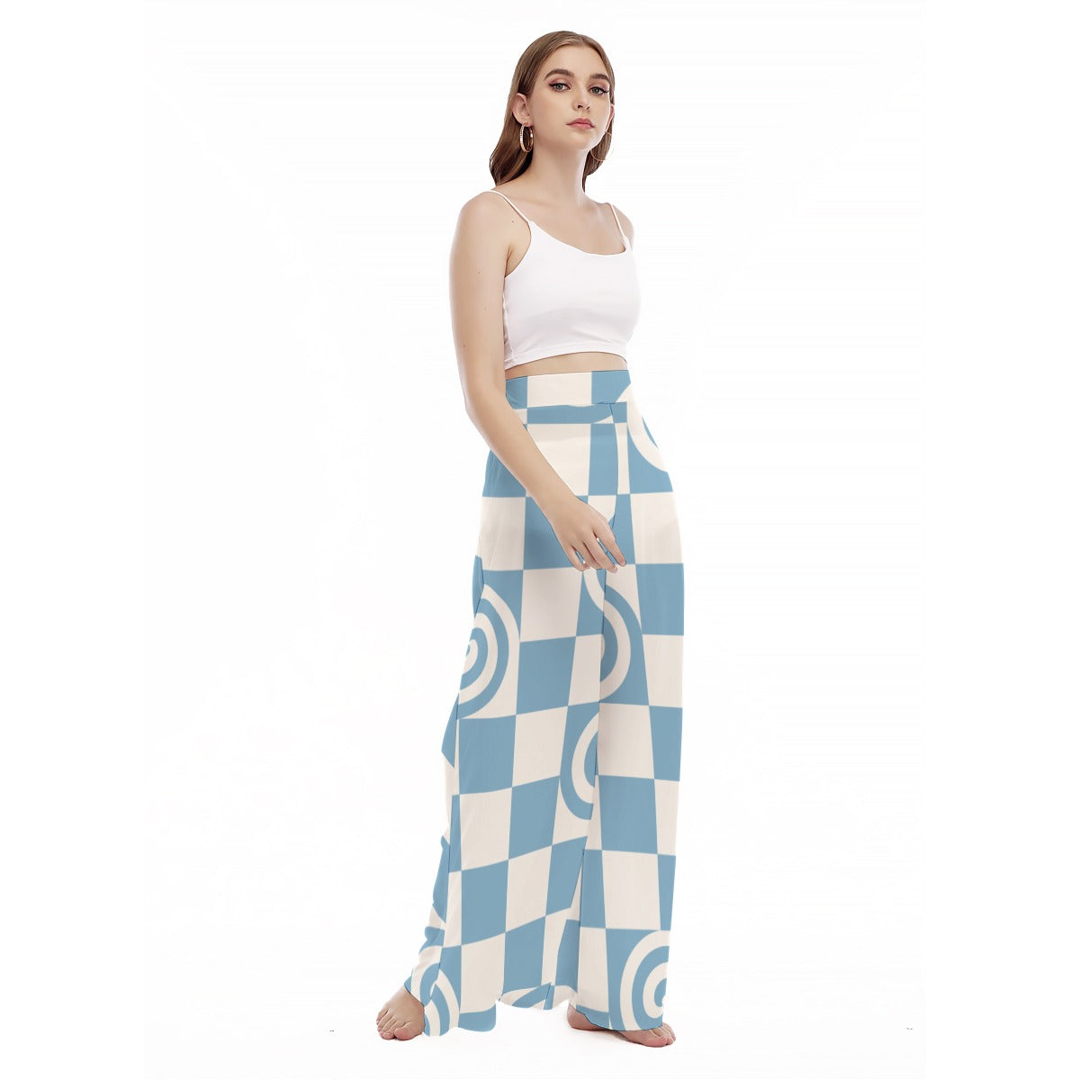 Beach Swirl - Women's High Waist Wide Leg Trousers