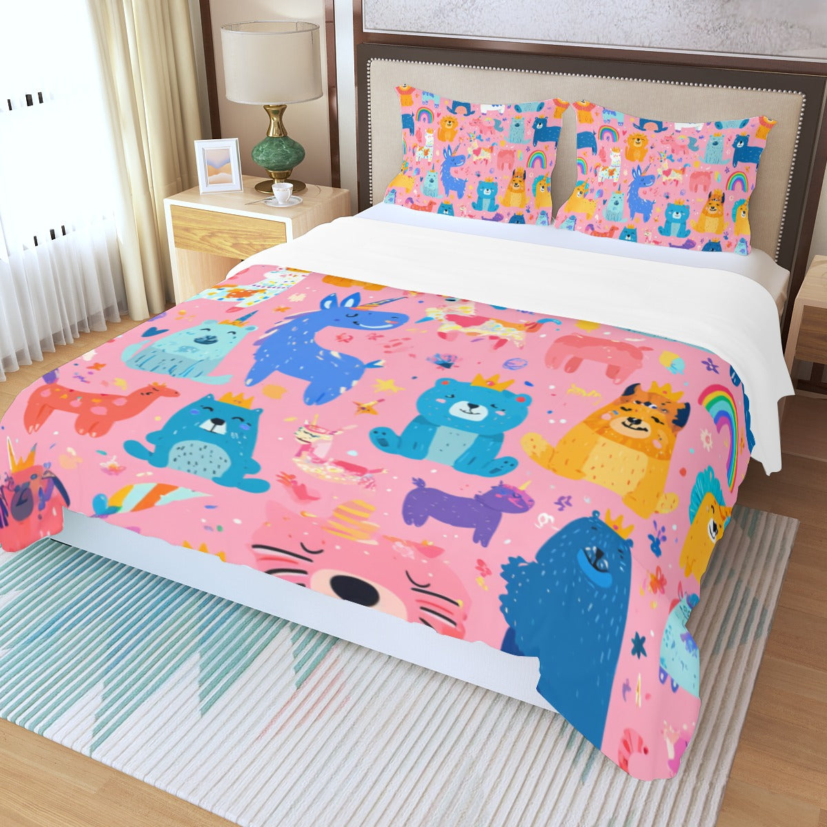 Funny Horse I- Three Piece Duvet Bedding Set