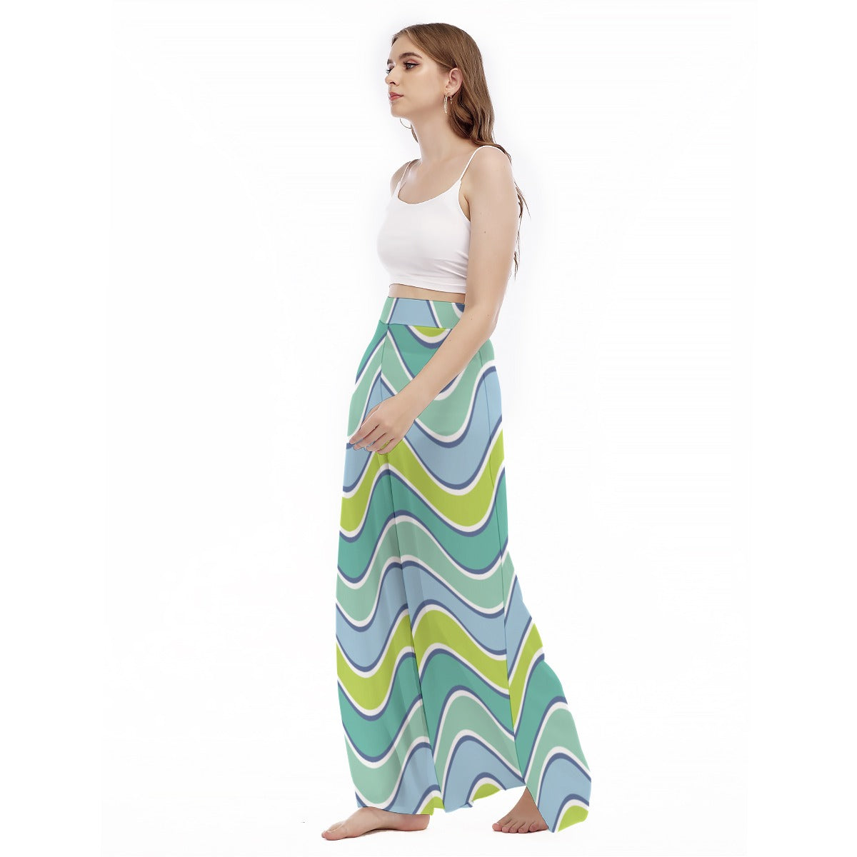 Wavywavy - Women's High Waist Wide Leg Trousers