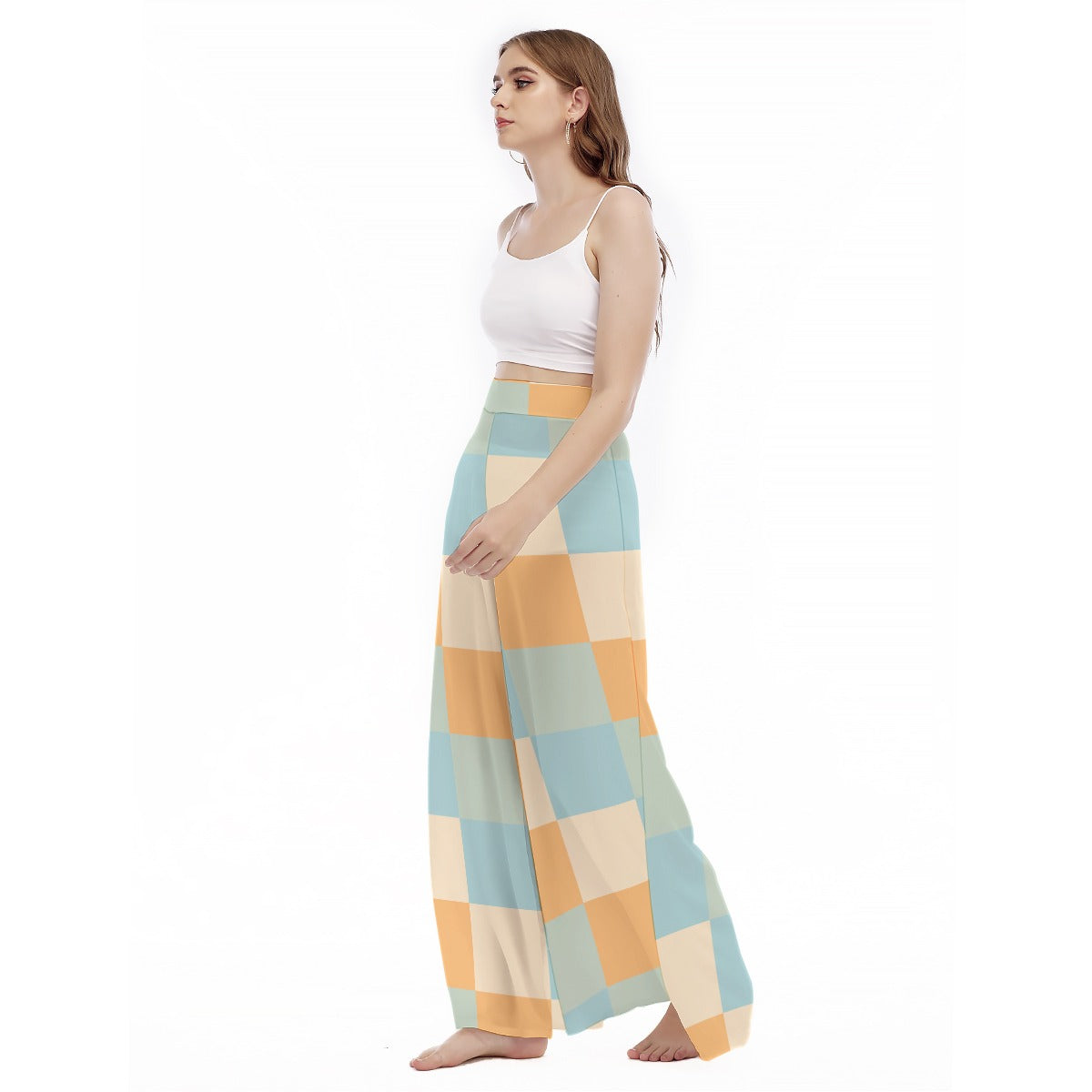 Pretty Wall - Women's High Waist Wide Leg Trousers
