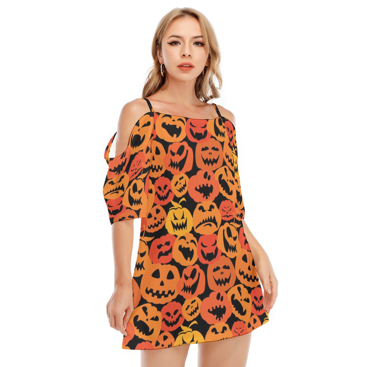 Pumpkin I - Women's Off-shoulder Cami Dress