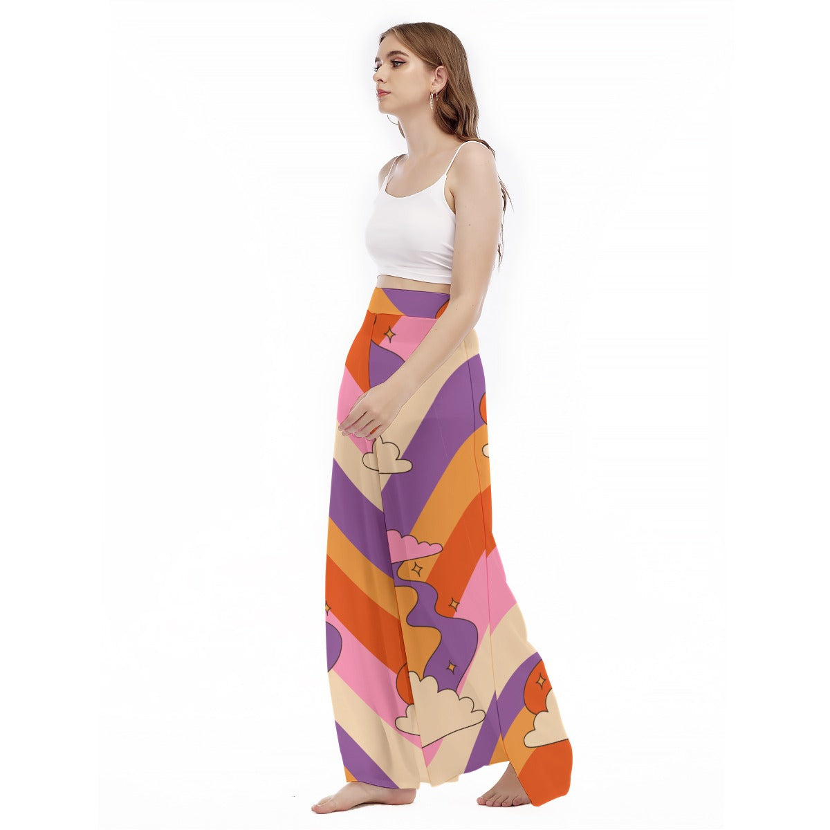 Ulalarainbow - Women's High Waist Wide Leg Trousers