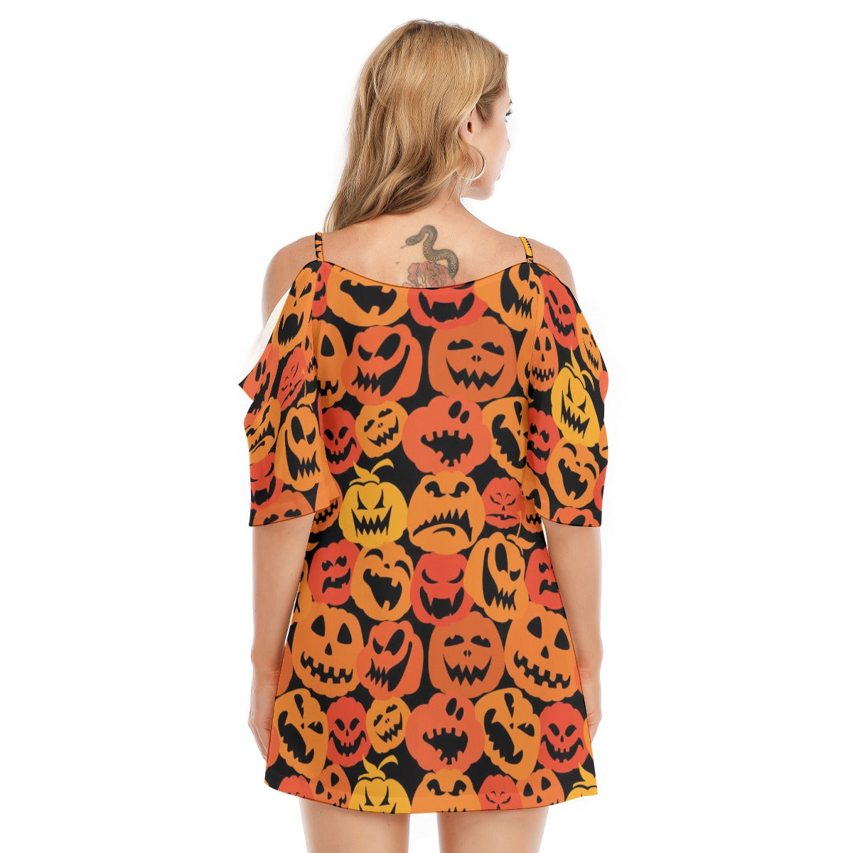 Pumpkin I - Women's Off-shoulder Cami Dress