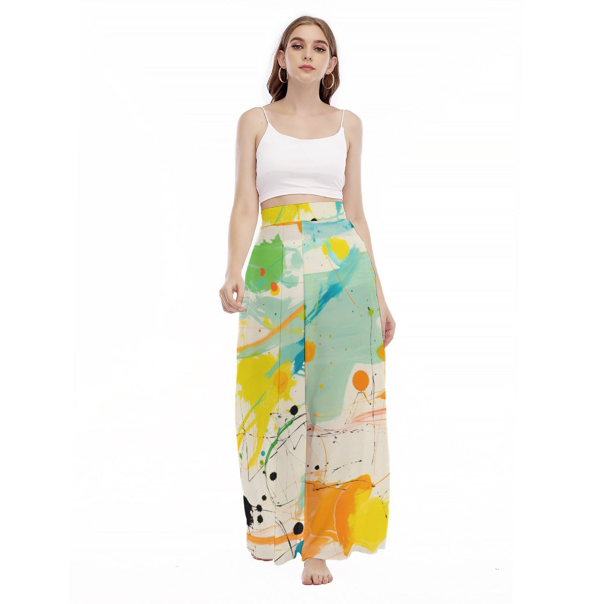 Colour Pop - Women's High Waist Wide Leg Trousers