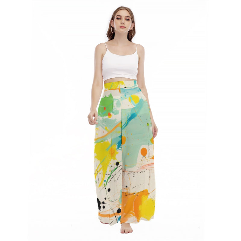Colour Pop - Women's High Waist Wide Leg Trousers