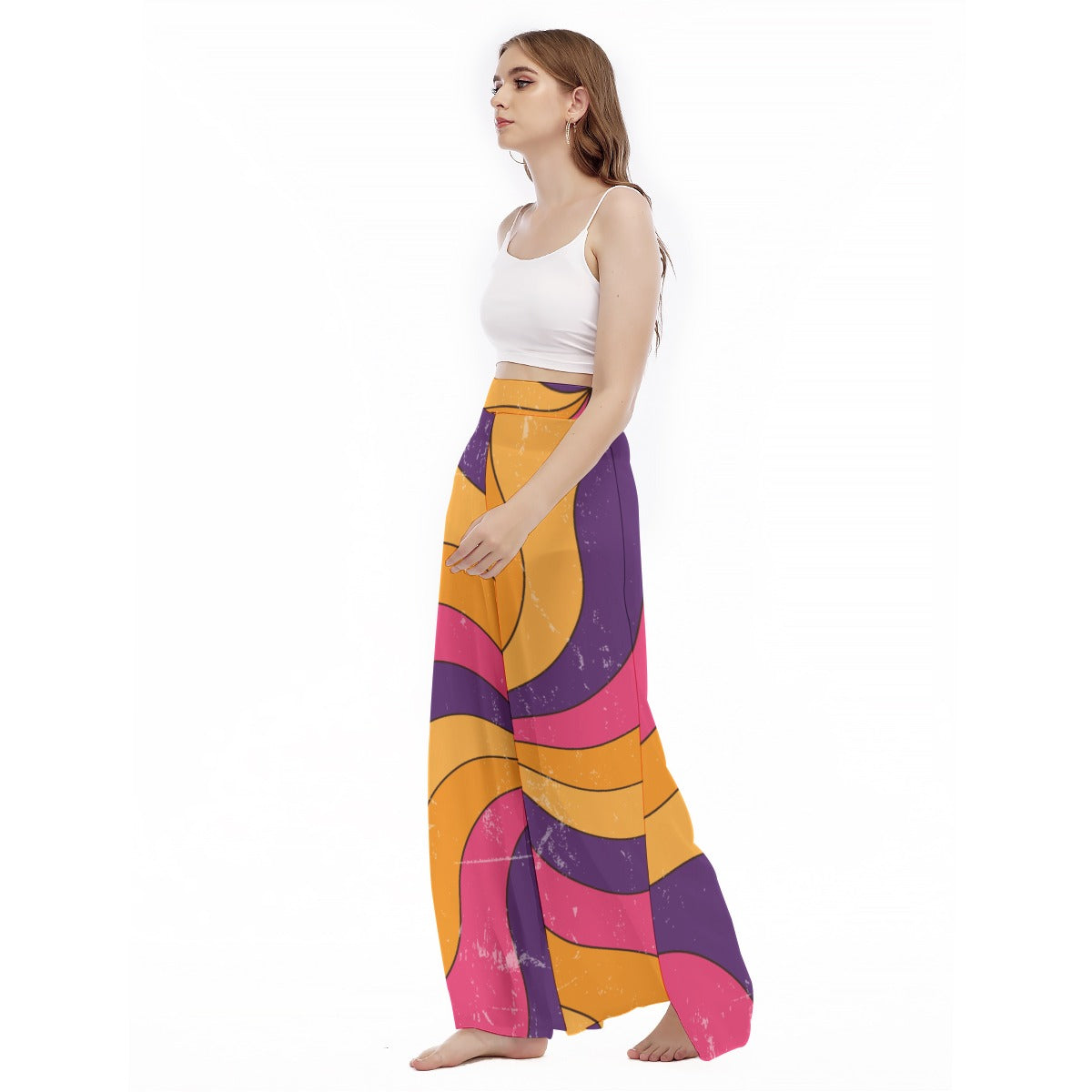 Candy Spiral - Women's High Waist Wide Leg Trousers