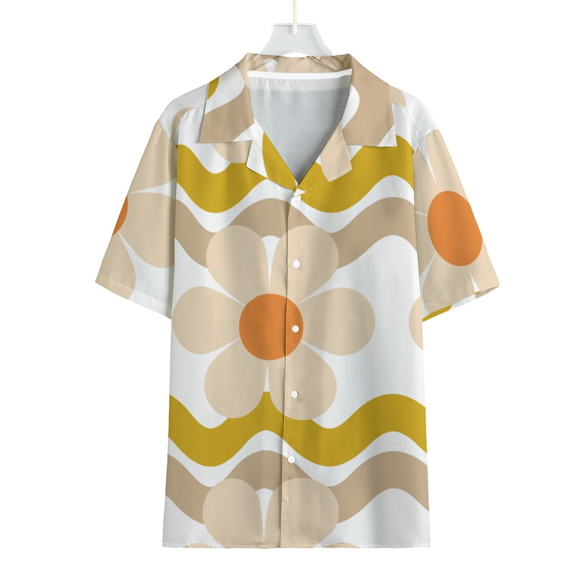 Spring wave -  Men's Faux Linen Hawaiian Shirt