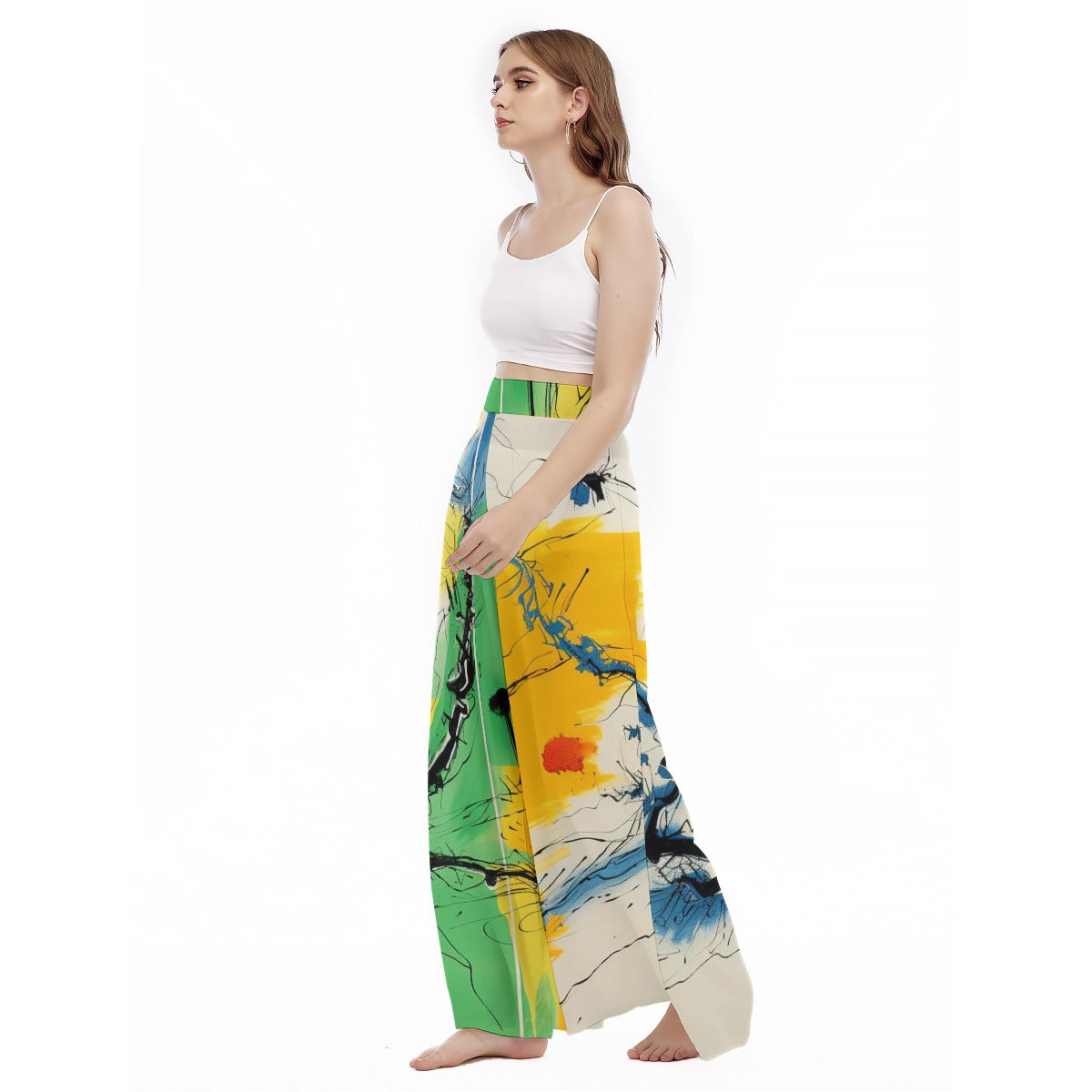 Inkit - Women's High Waist Wide Leg Trousers