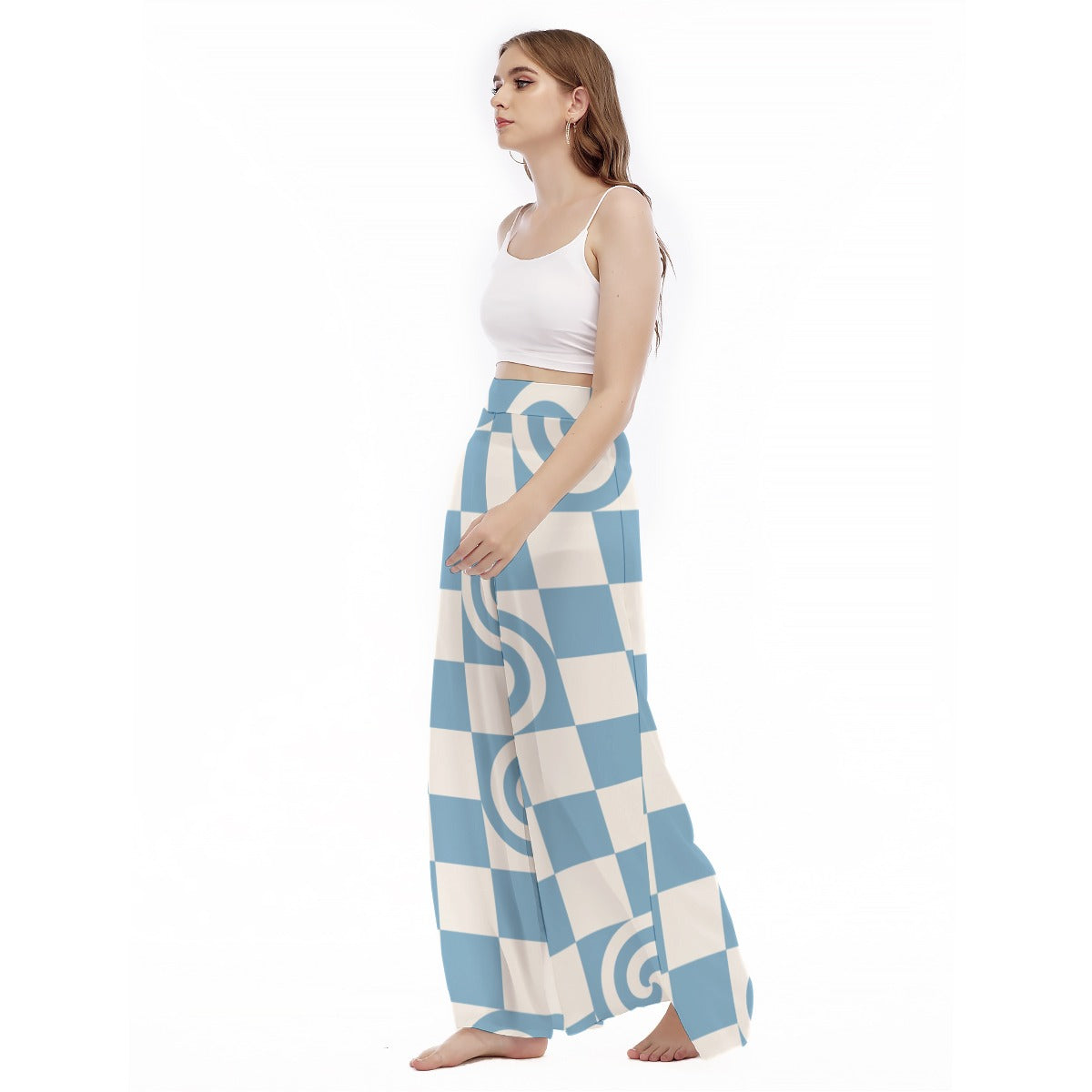 Beach Swirl - Women's High Waist Wide Leg Trousers
