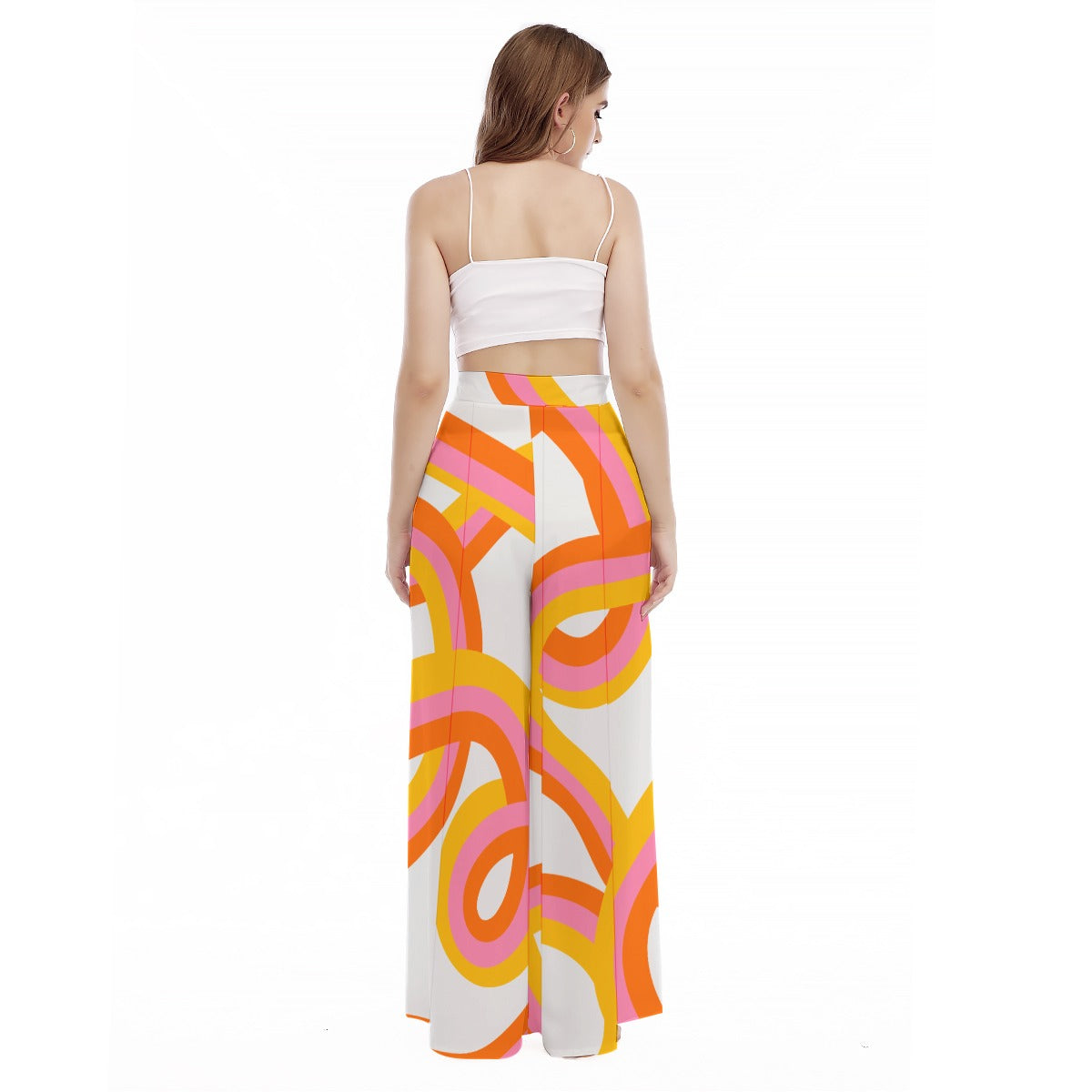Rainbow doodle - Women's High Waist Wide Leg Trousers