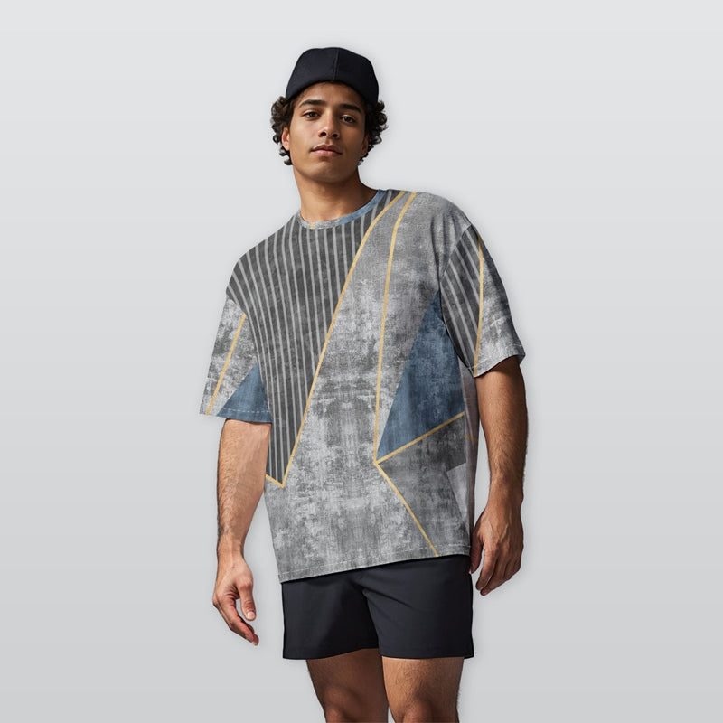 Streamline Cement Flow - Men’s  Oversize Crewneck T-Shirt