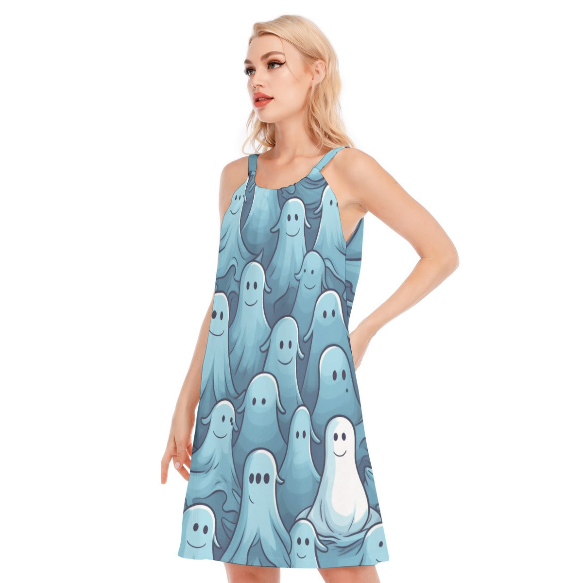 Ghost I-  Women's O-neck Cami Dress - 100% Cotton