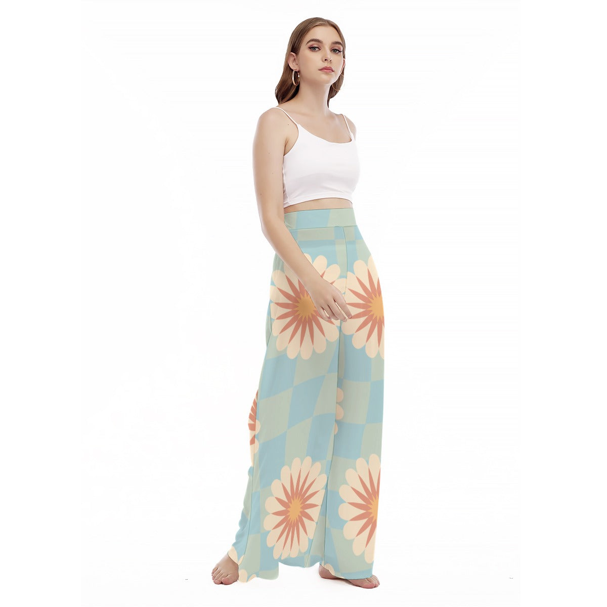 Viva -  Women's High Waist Wide Leg Trousers