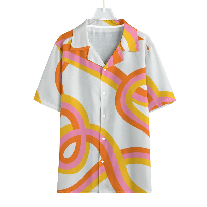 Rainbow doodle - Men's Faux Linen Hawaiian Shirt